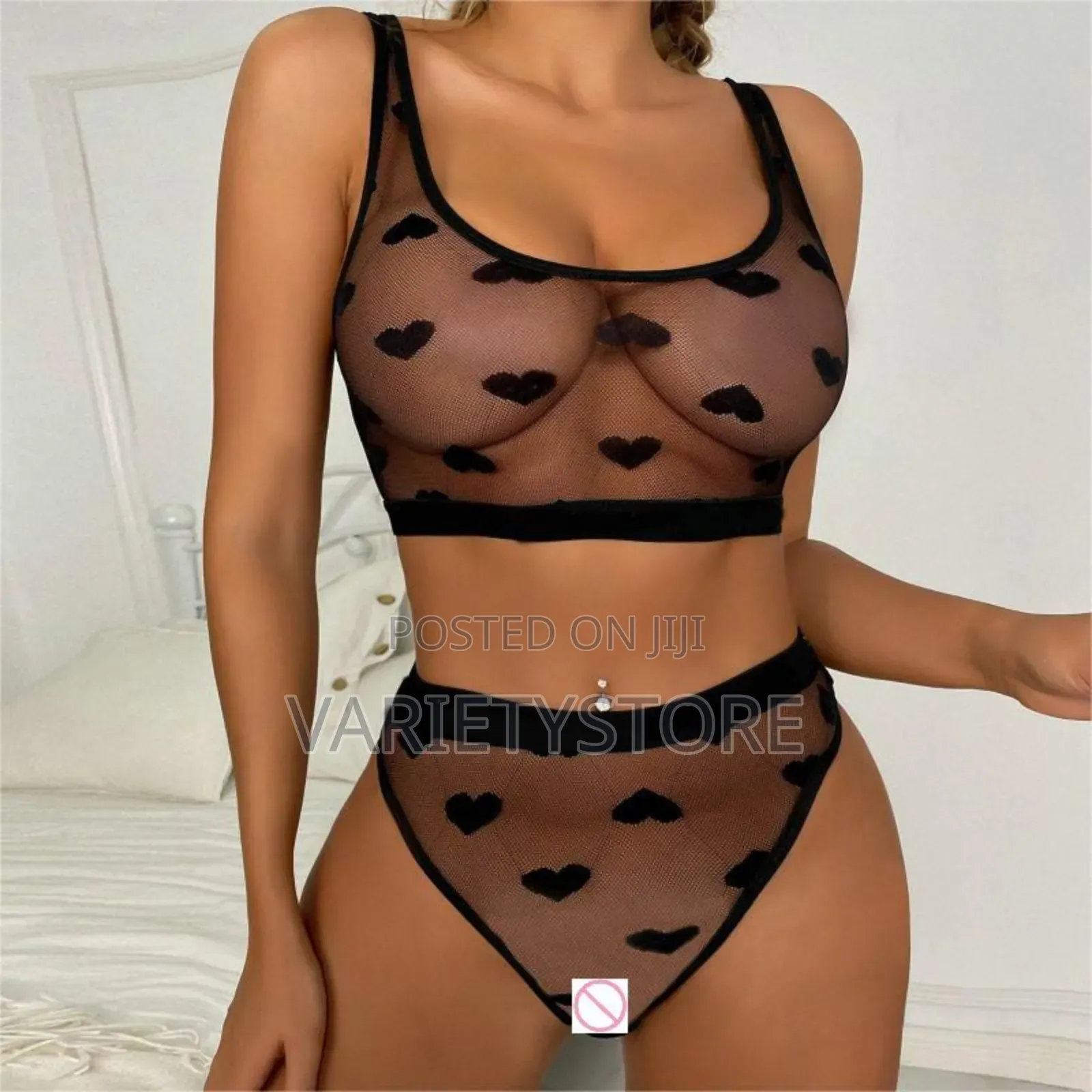 Women Lingerie Set Love Shape Mesh Underwear