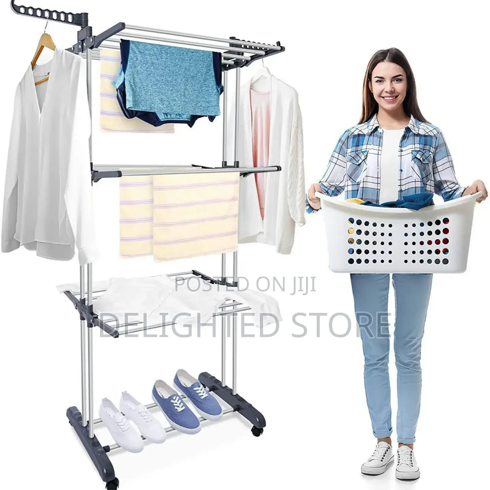3 Layers Clothes Hanger/Rack With Wheels