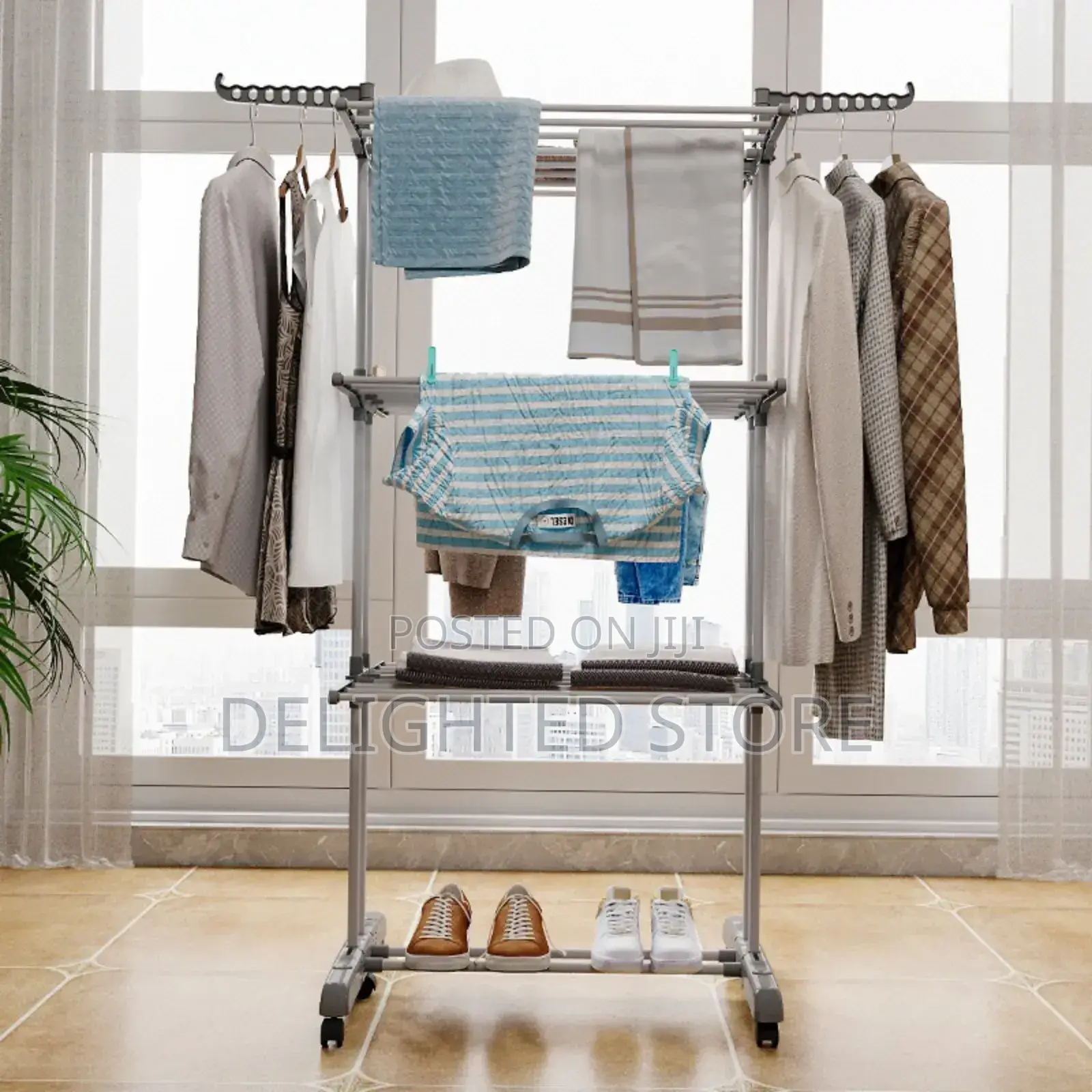 3 Layers Clothes Hanger/Rack With Wheels