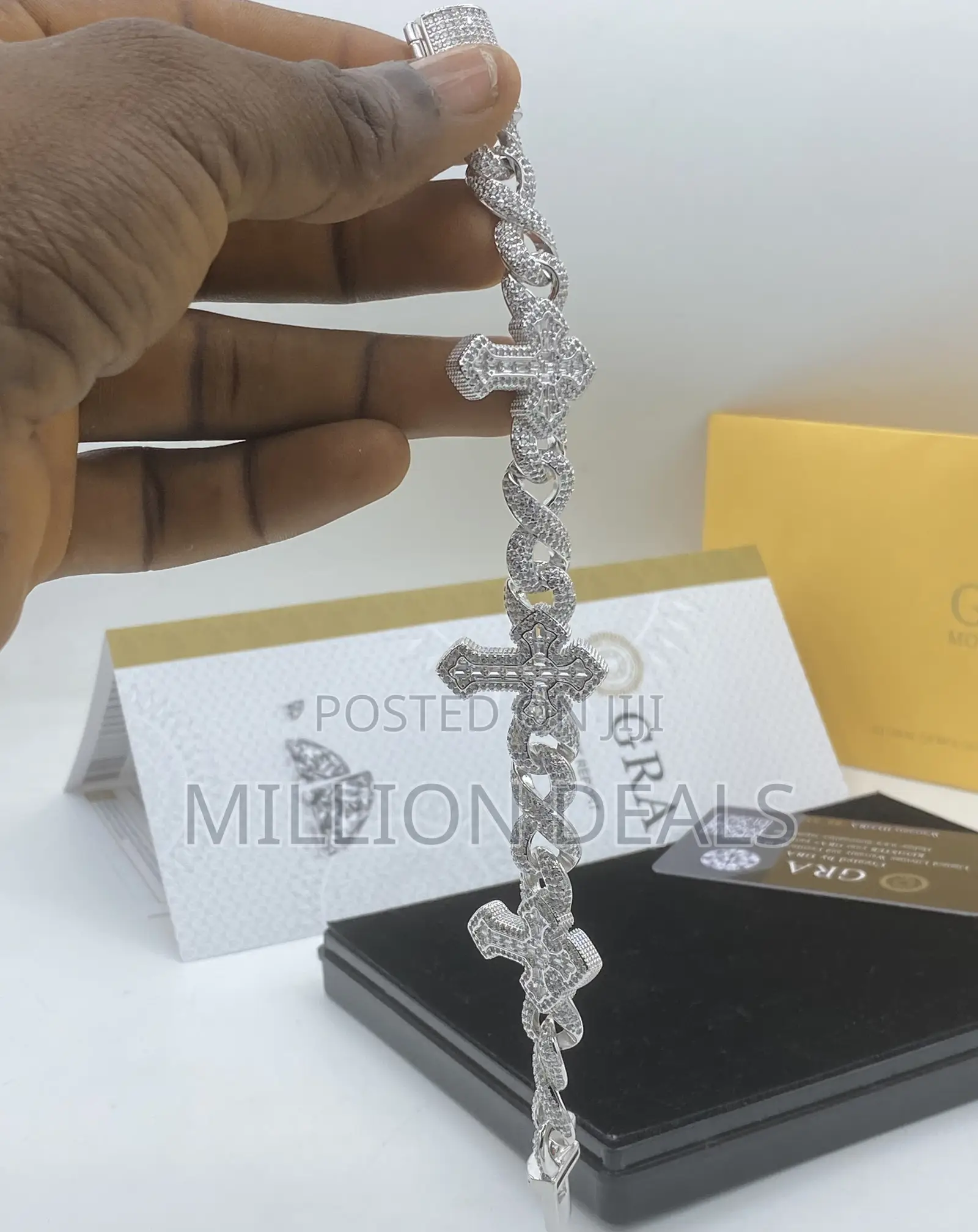 Iced Moissanite Men’S Link Luxury Bracelet Silver