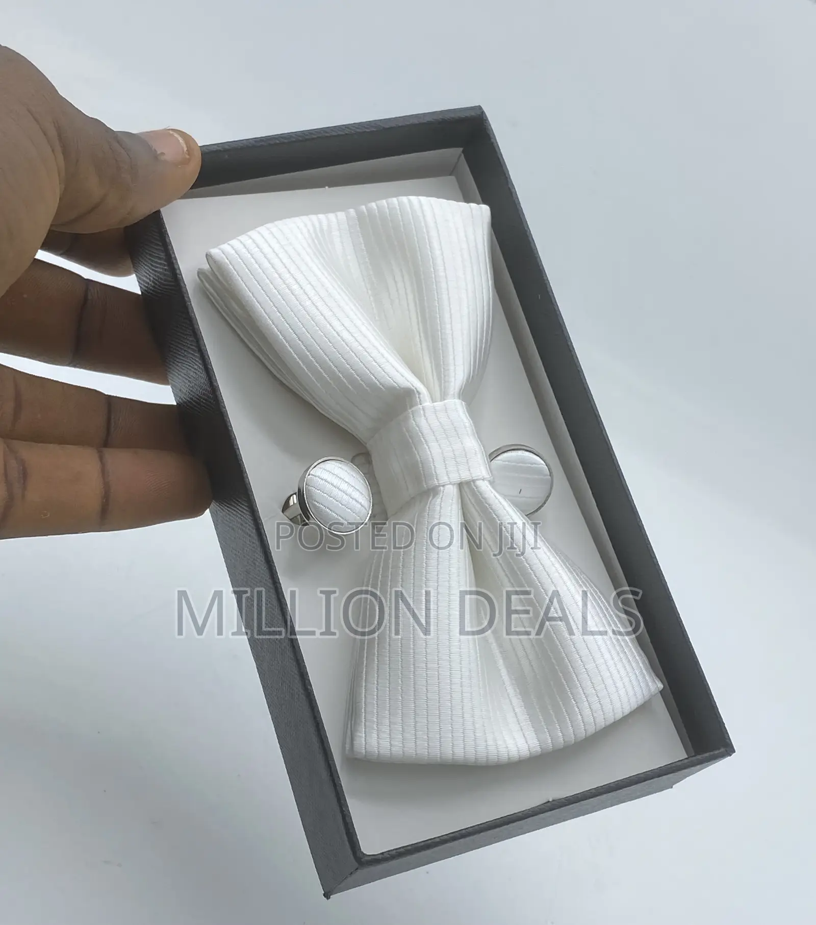 White 3-in-1 Pattern Bow Tie Set