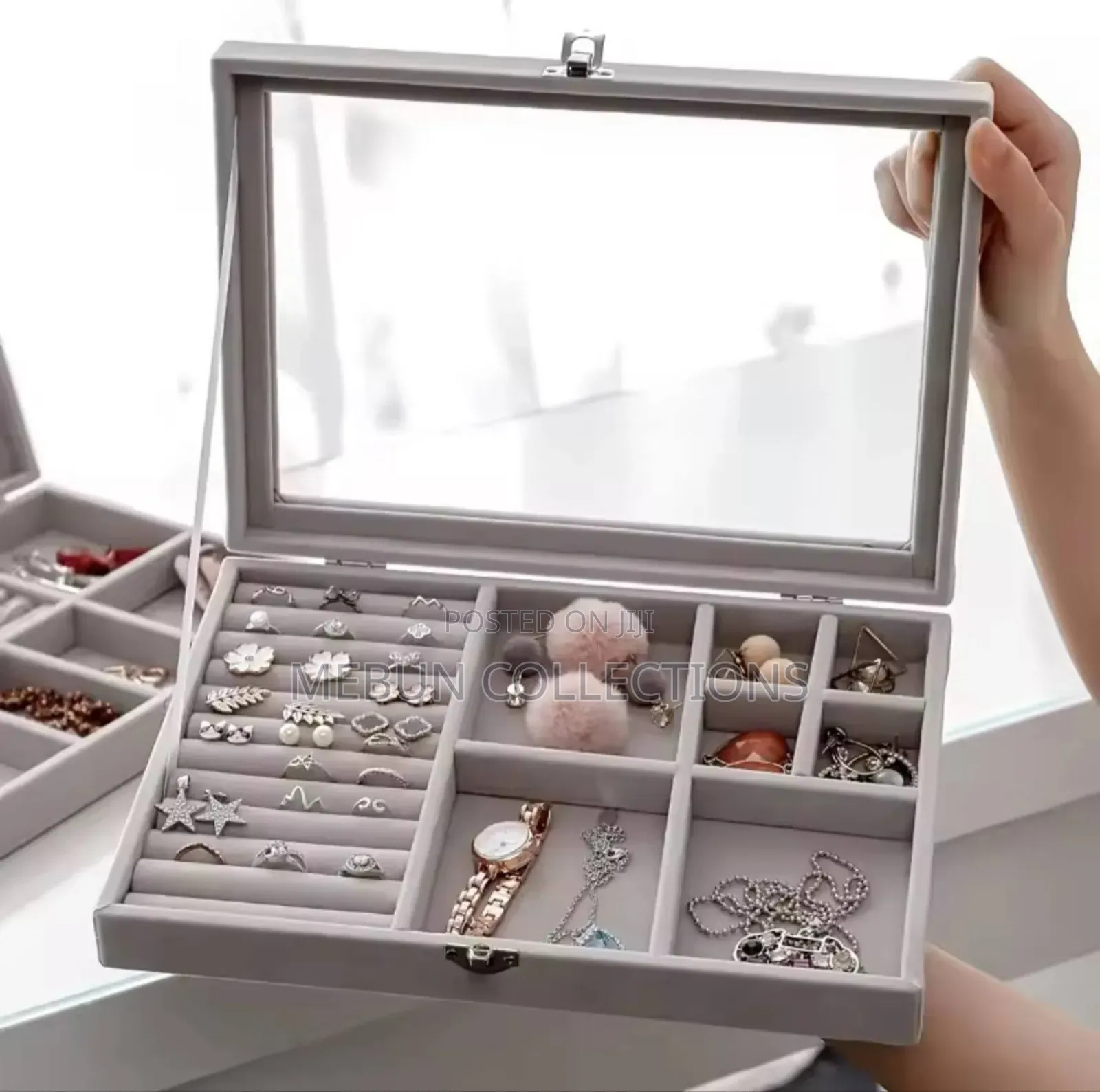 Velvet Glass Jewelry Display Organizer