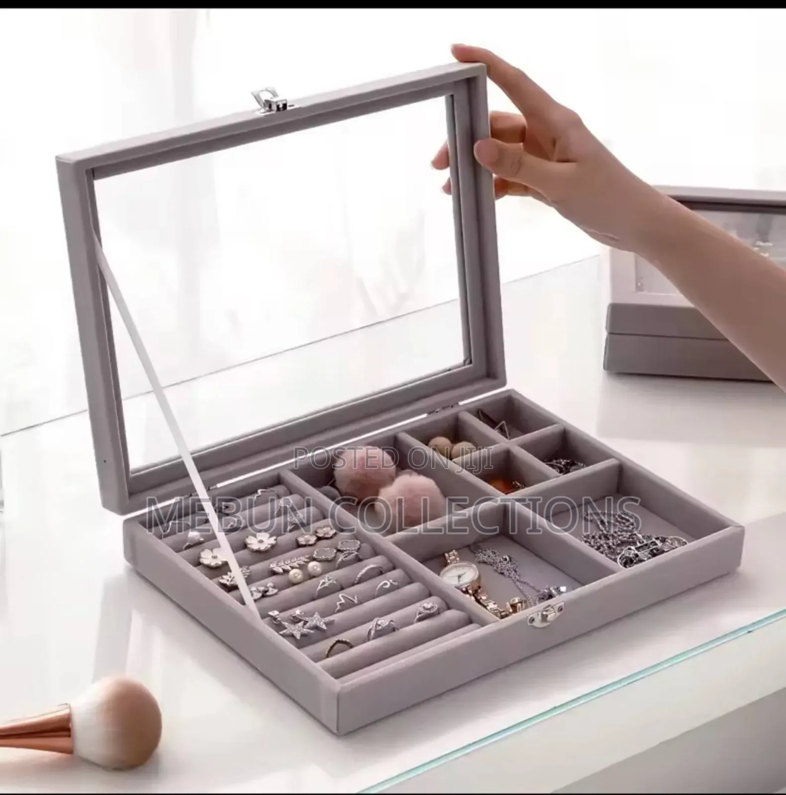 Velvet Glass Jewelry Display Organizer