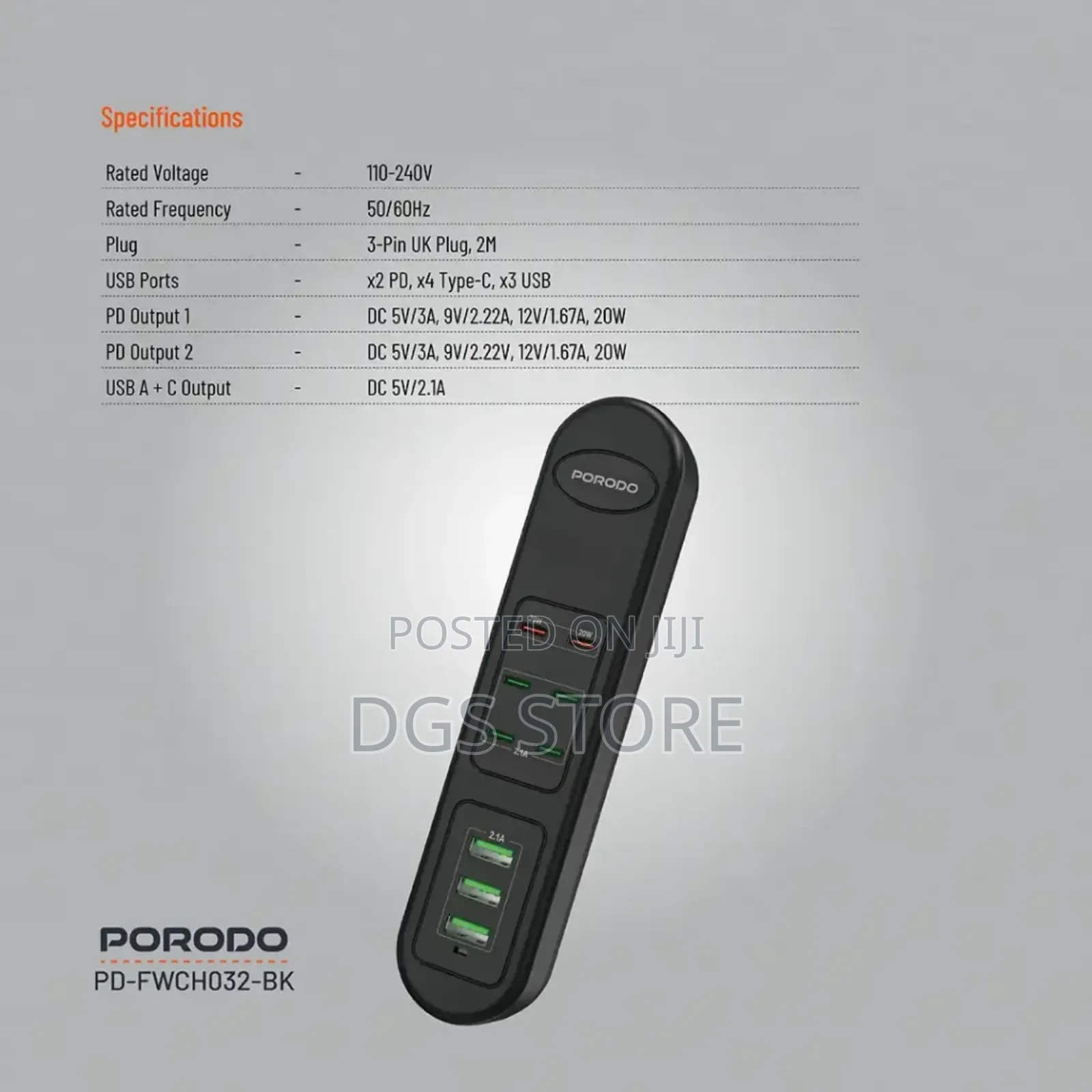 Porodo Fwc032 50w Multi Port PD 20w Usb Charging Hub