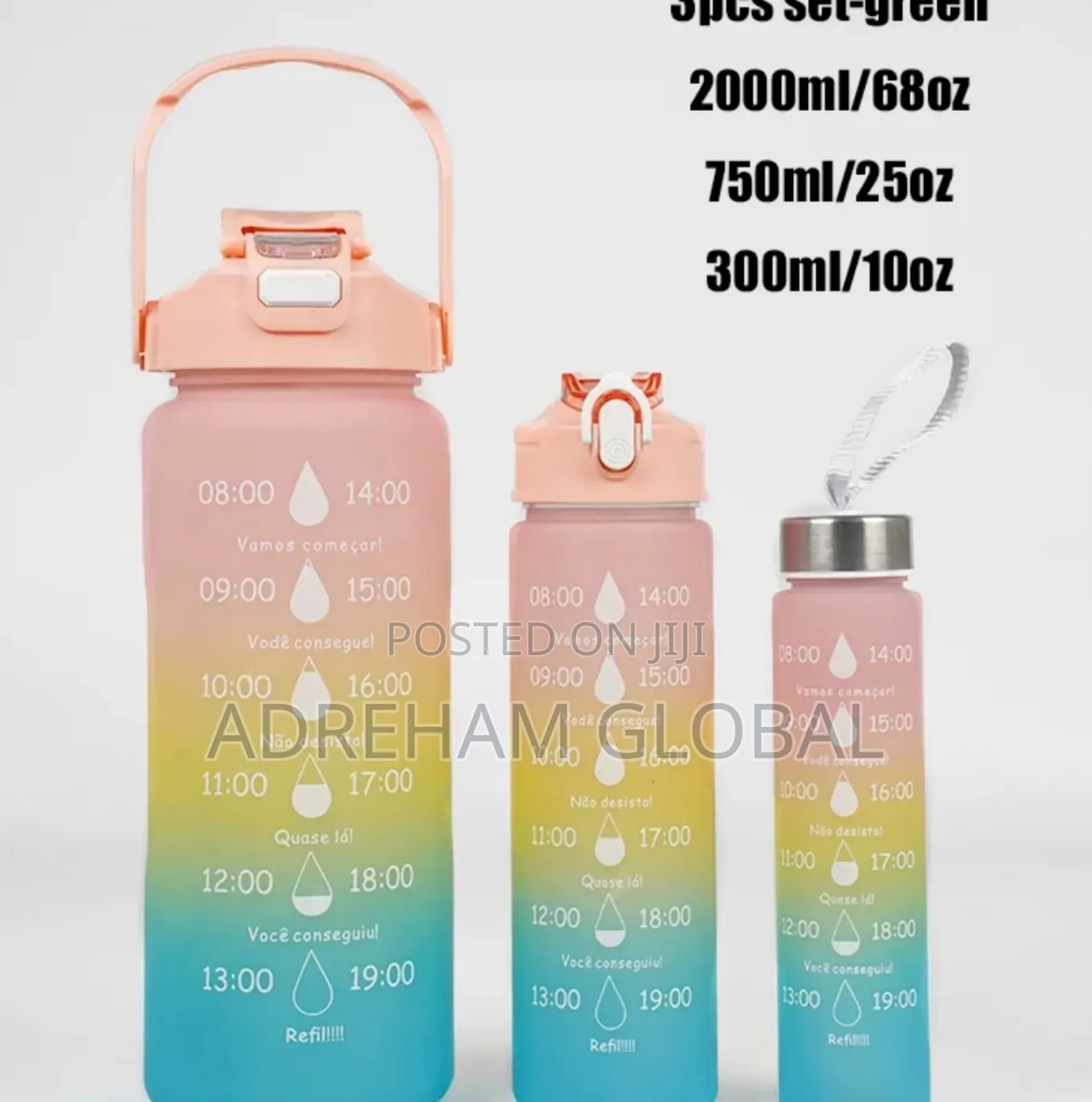3in1 Motivational Water Bottle With Straw