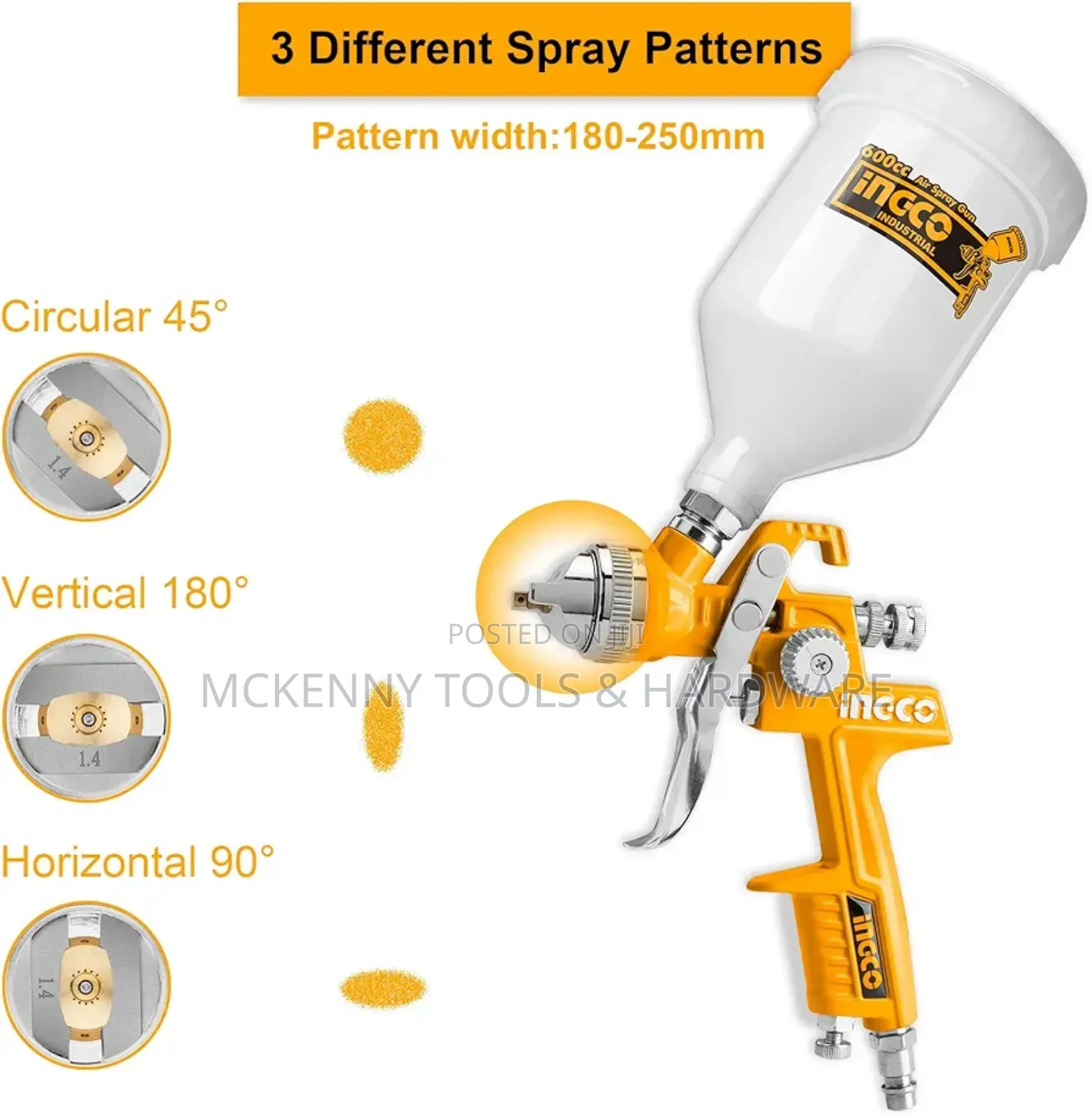 INGCO HVLP Spray Gun, 600cc Capacity Spray Gun