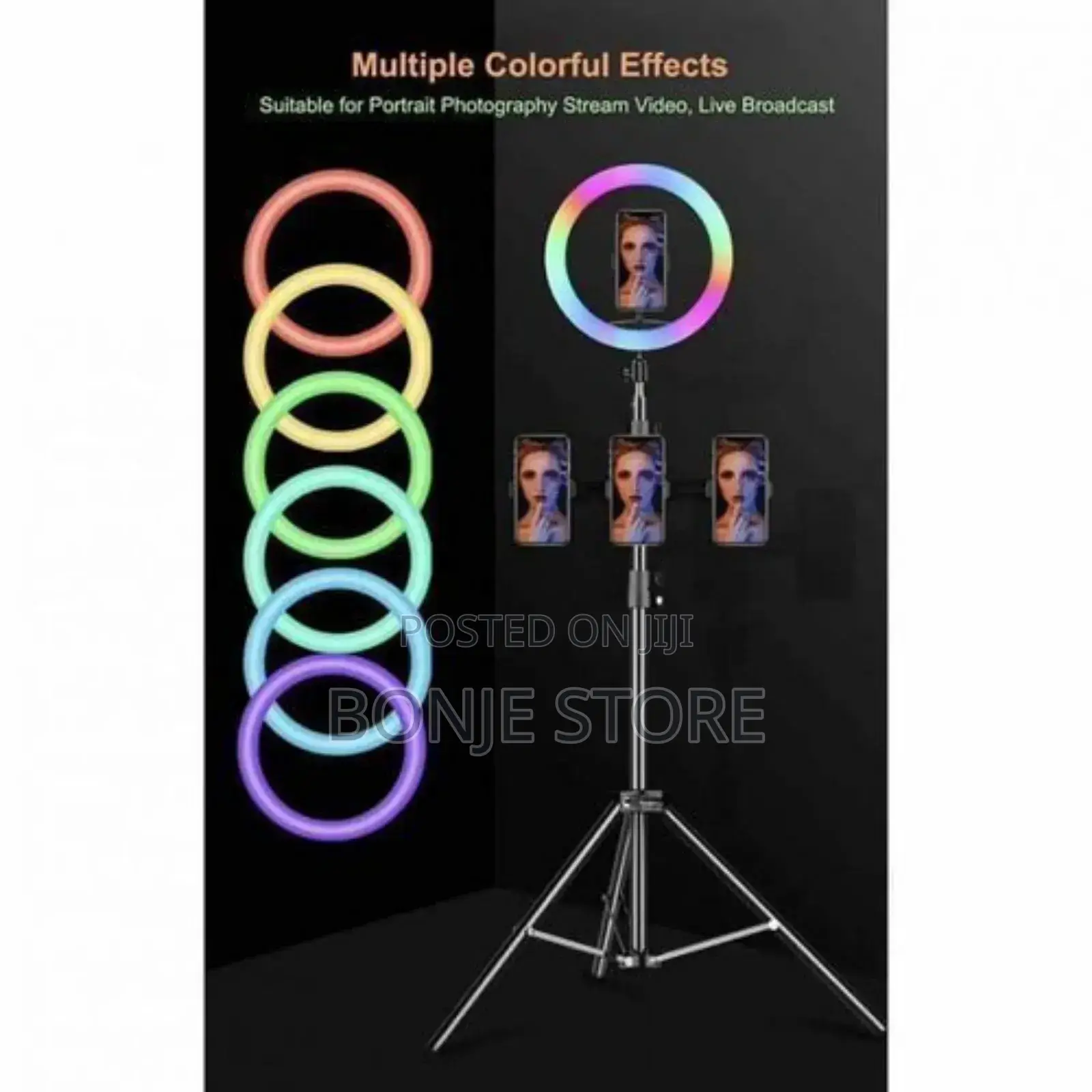 10inch Dimmable RGB LED Selfie Ring Light With Tripod Stand