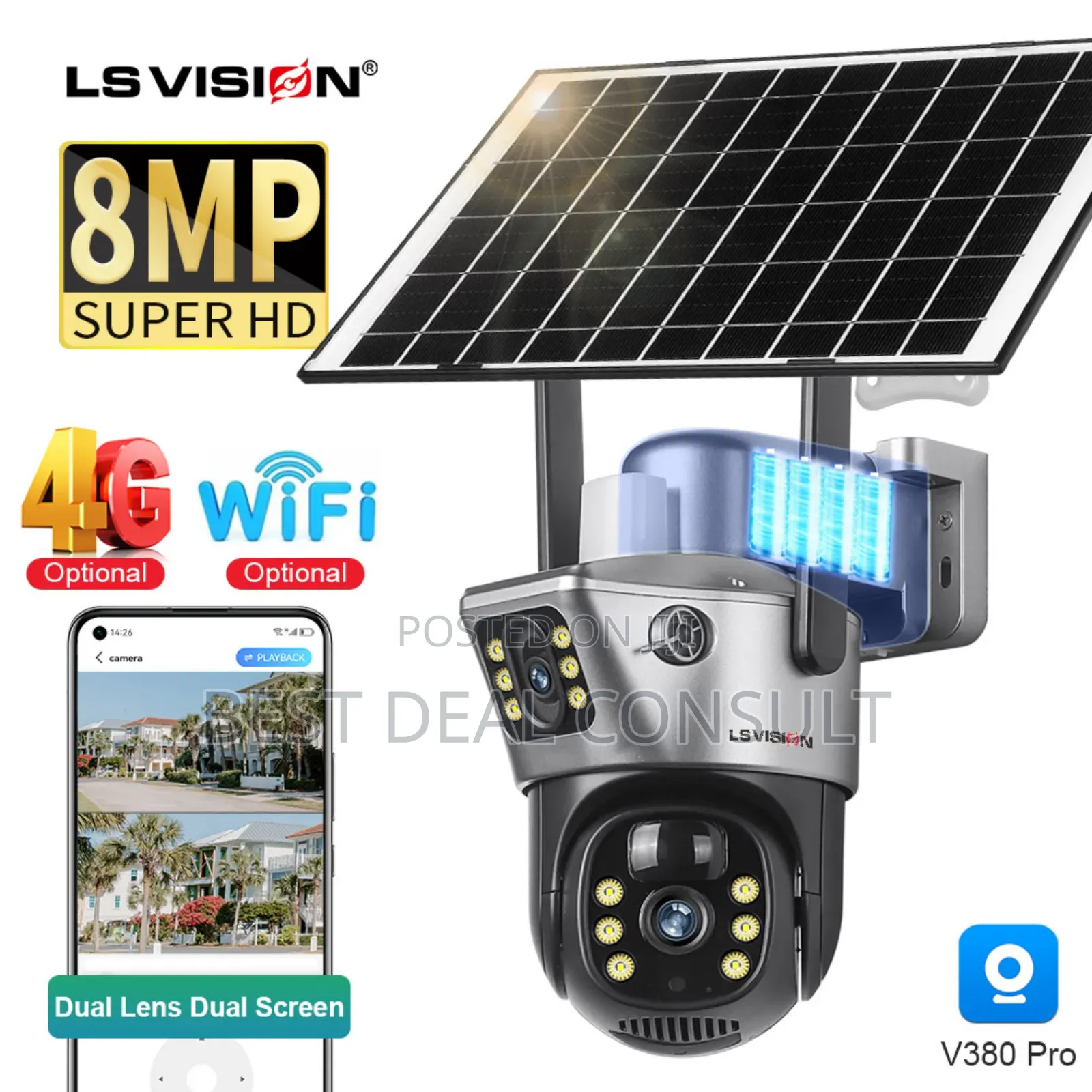 4G Solar CCTV Double Lens