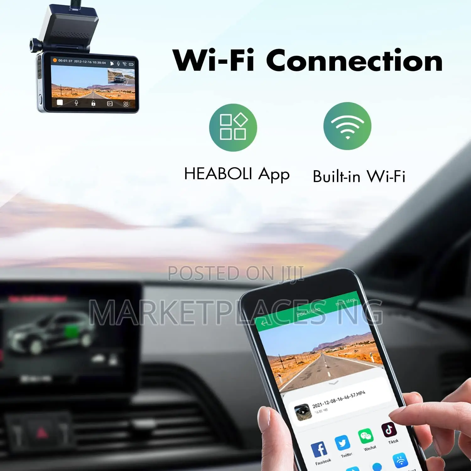  Dual Dash Cam Front Rear, Wi-Fi, GPS, Night Vision