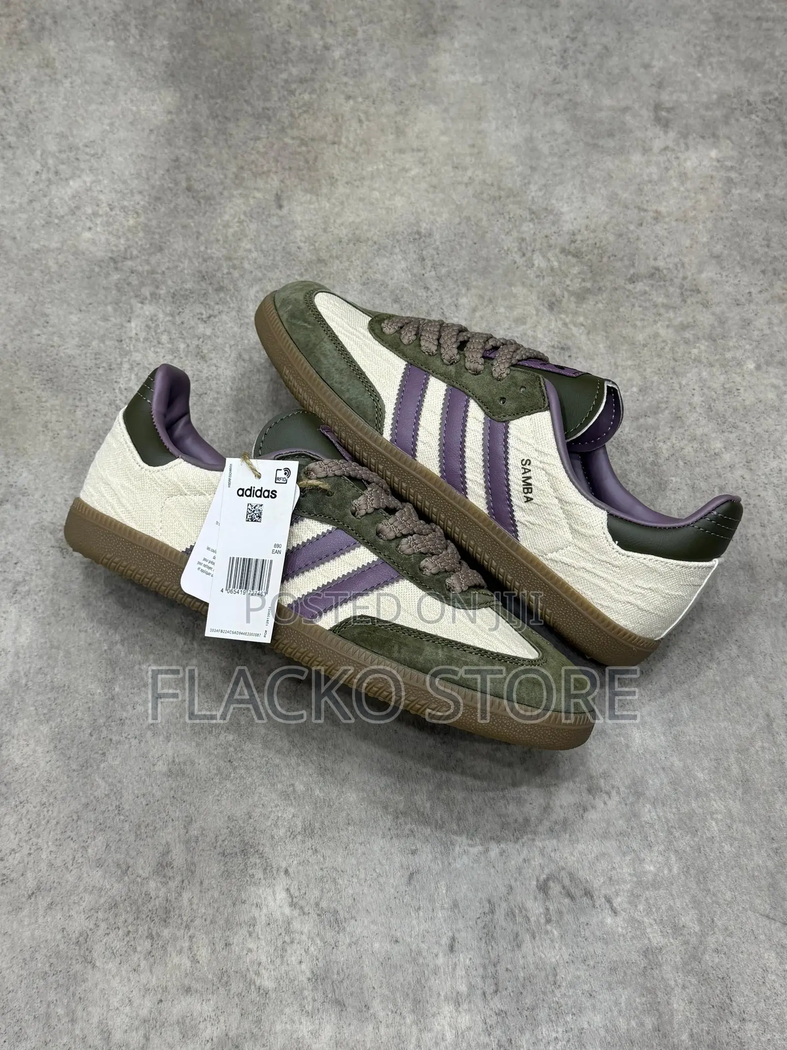 Original Adidas Samba Og Vintage Khaki Purple Sneakers