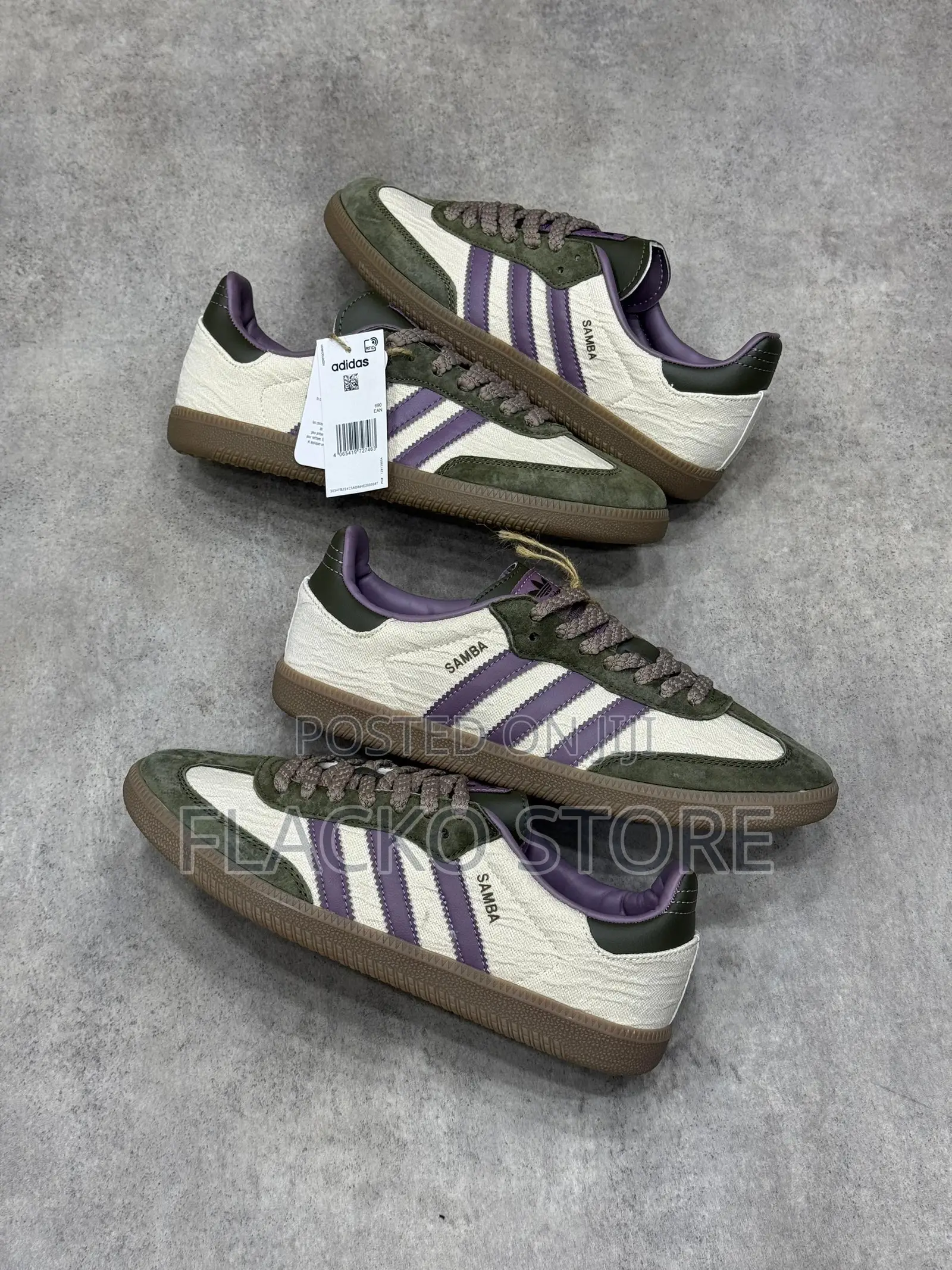 Original Adidas Samba Og Vintage Khaki Purple Sneakers