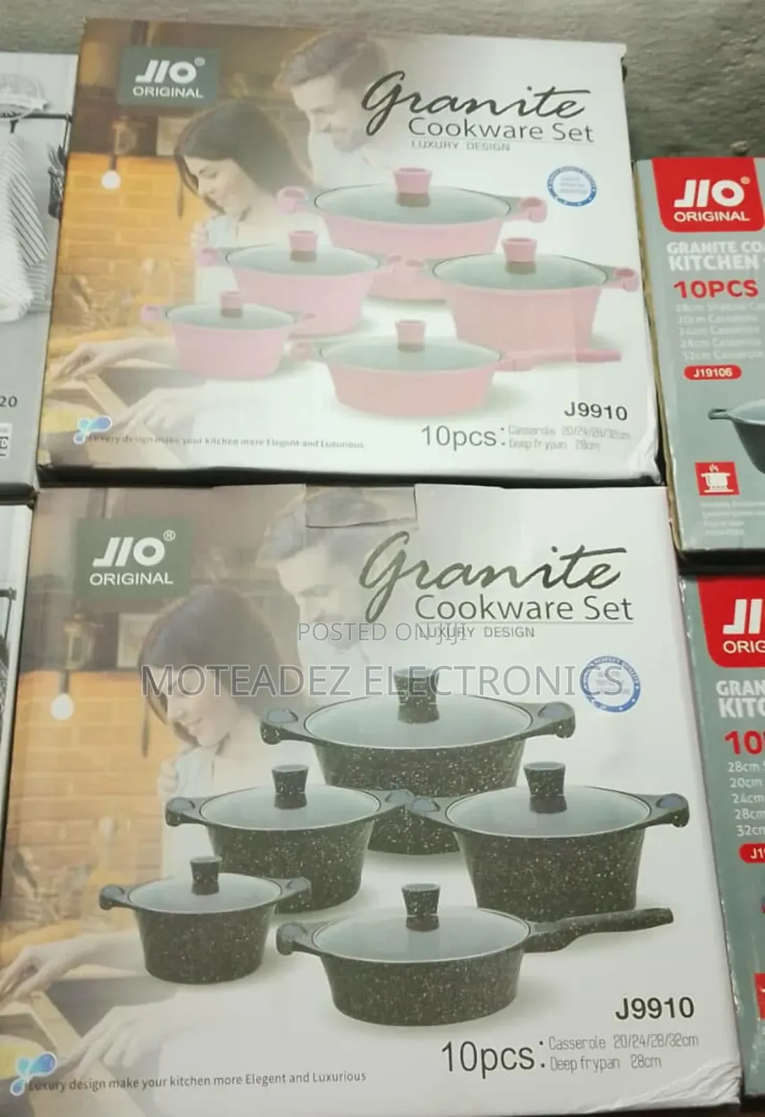 Jio Original 10pcs Luxury Design Granite Cookware W/Fry Pan