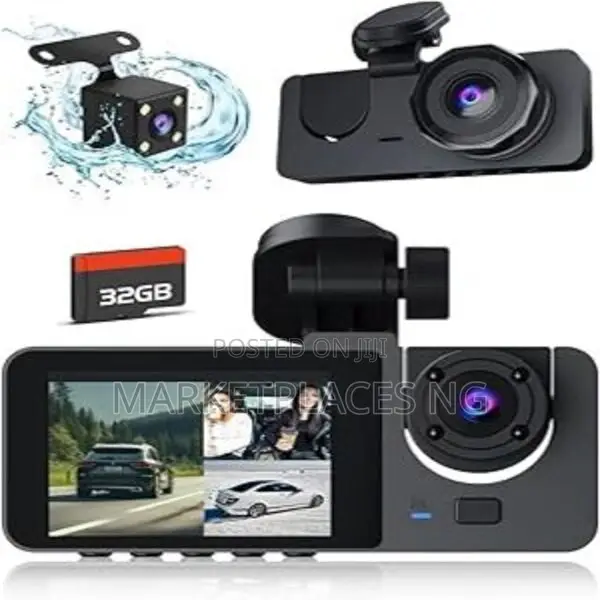 Prilotte 3channel Dash Cam 1080P Front, Rear Inside Camera