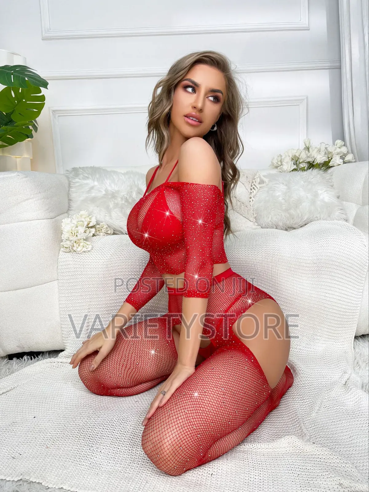 Women's Sexy Rhinestones Two Piece Bodystocking Set