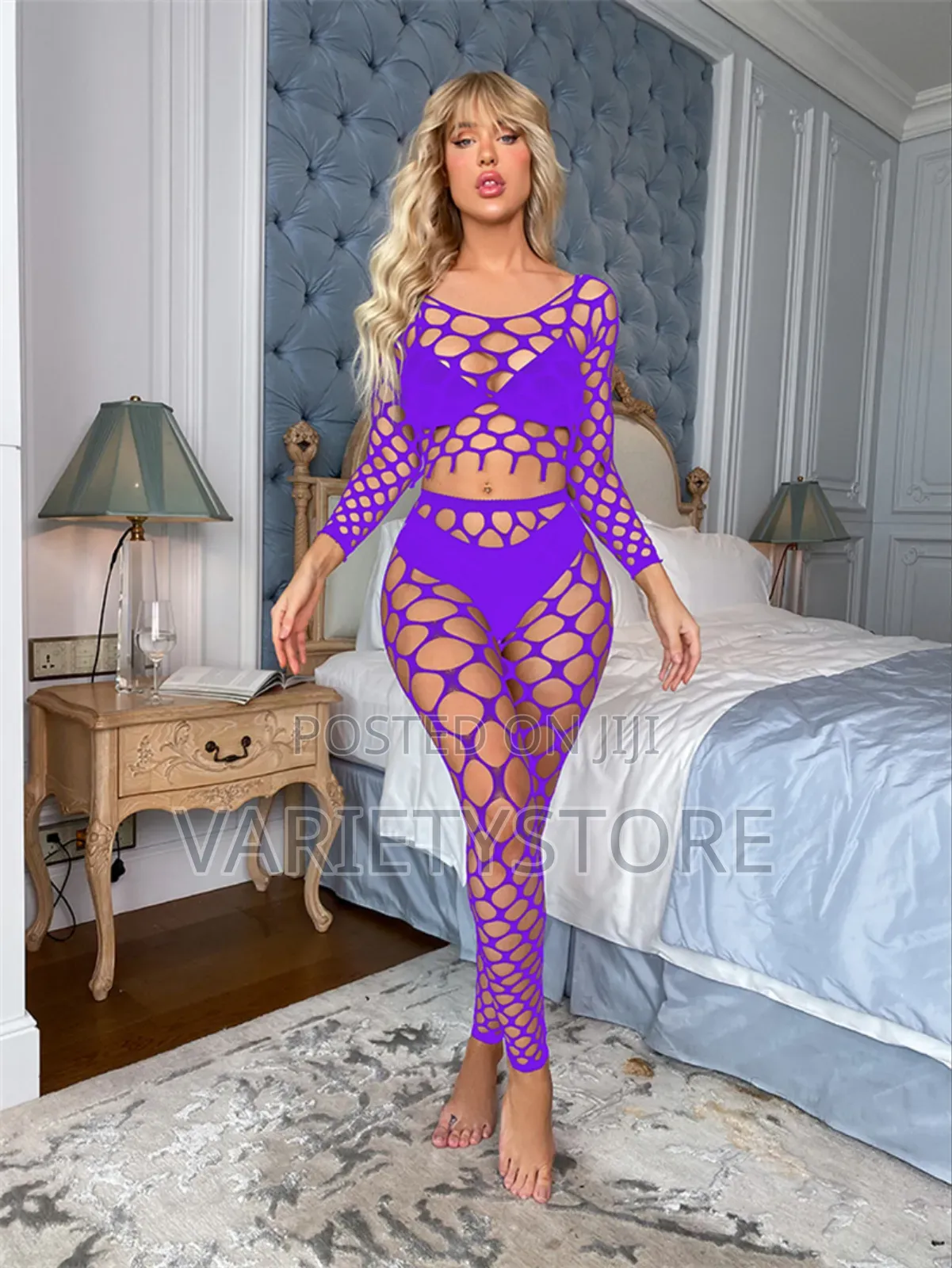Hollow Out Fishnet Full Body Stockings Open Crotch Jumpsuit