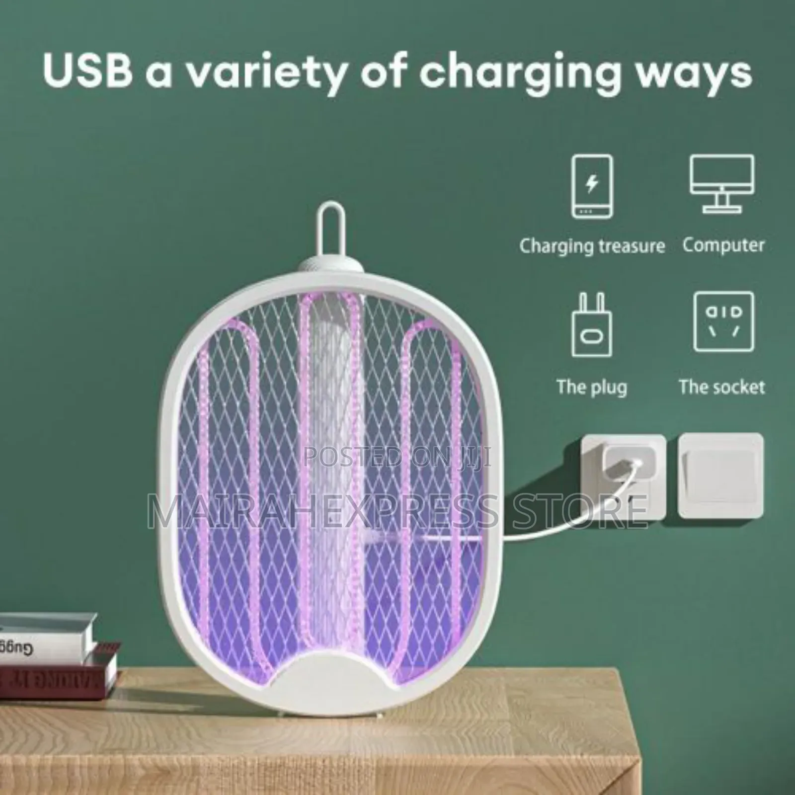 USB Rechargeable Mosquito Racket Insect Killer With UV Light