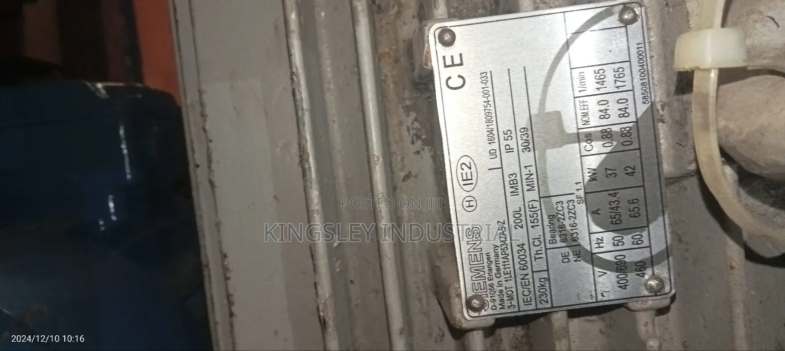 Siemens Electric Motor 50hp Speed 1465-1765rpm