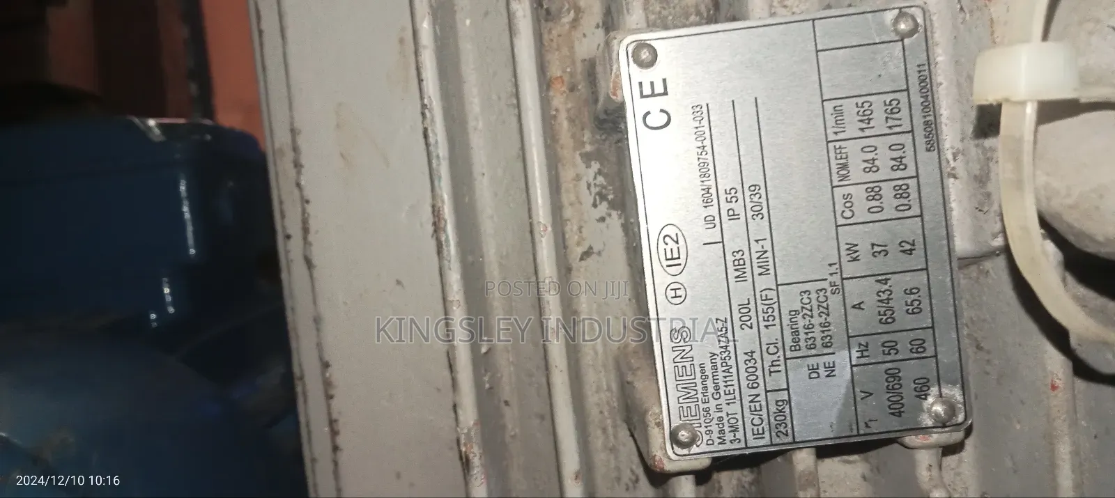 Siemens Electric Motor 50hp Speed 1465-1765rpm