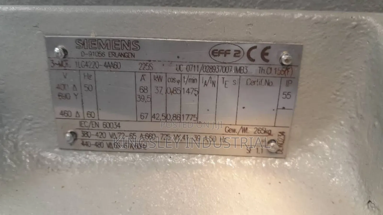 Siemens Electric Motor 50hp Speed 1475-RPM