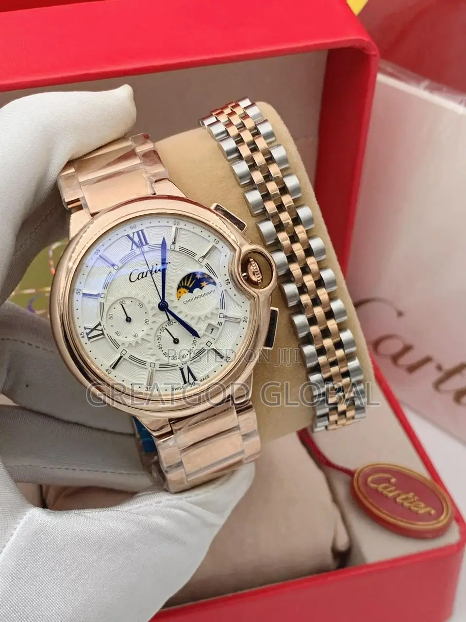 Cartier Wristwatch Chain And Bangle Rosegold For Men