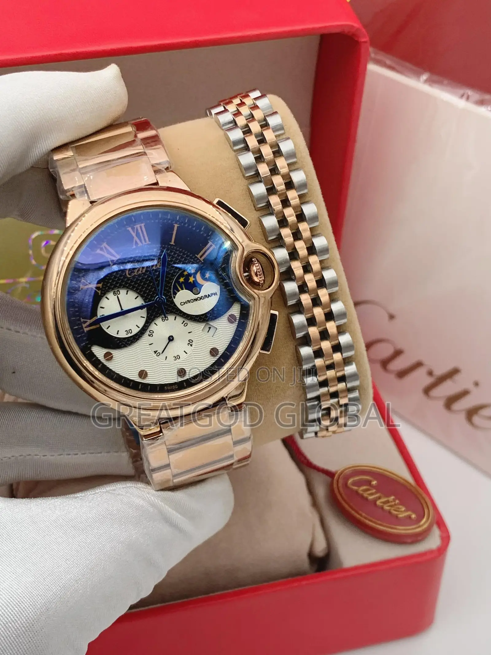 Cartier Wristwatch Chain And Bangle Rosegold For Men