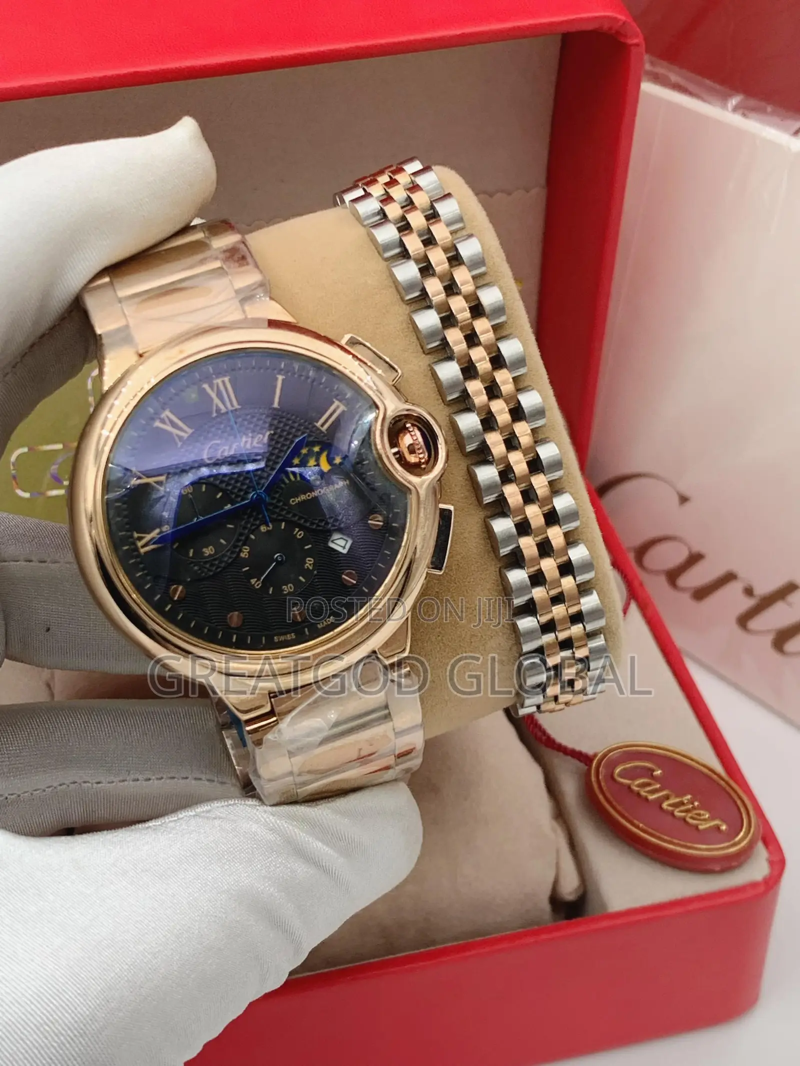 Cartier Wristwatch Chain And Bangle Rosegold For Men