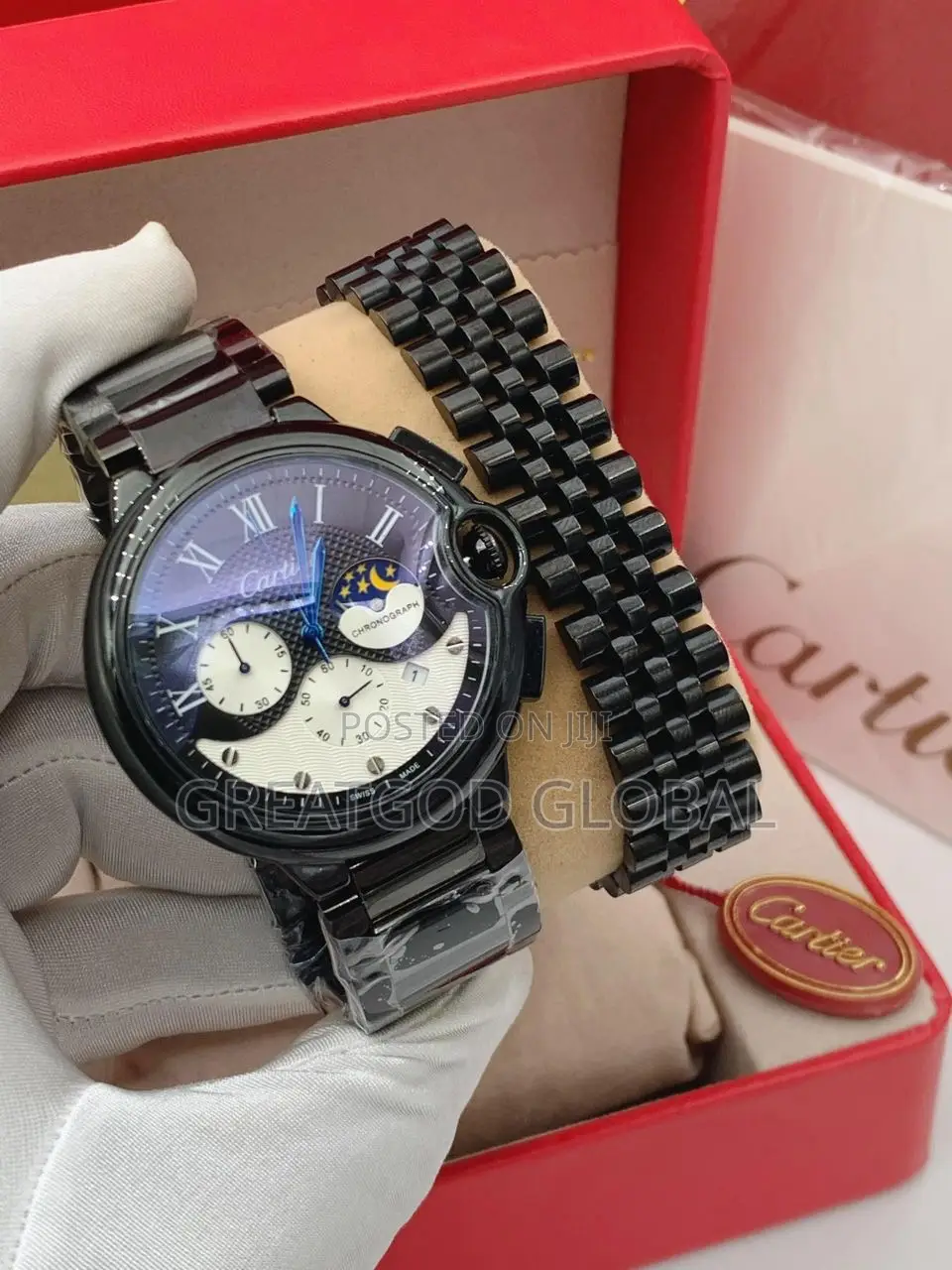 Cartier Wristwatch Chain and Chain Bangle Black