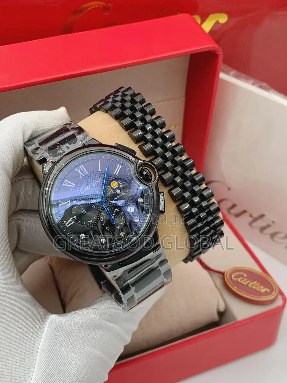 Cartier Wristwatch Chain and Chain Bangle Black