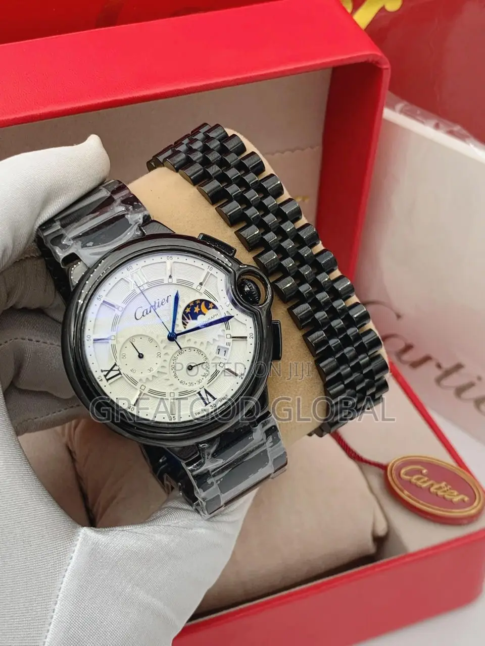 Cartier Wristwatch Chain and Chain Bangle Black