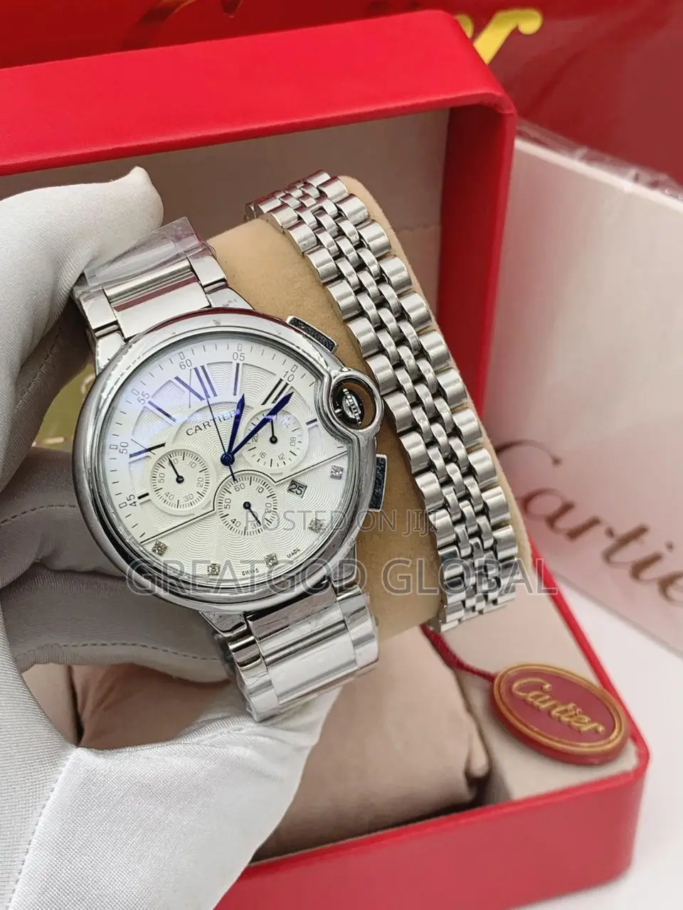 Cartier Chain Watch for Men With Bangle Silver