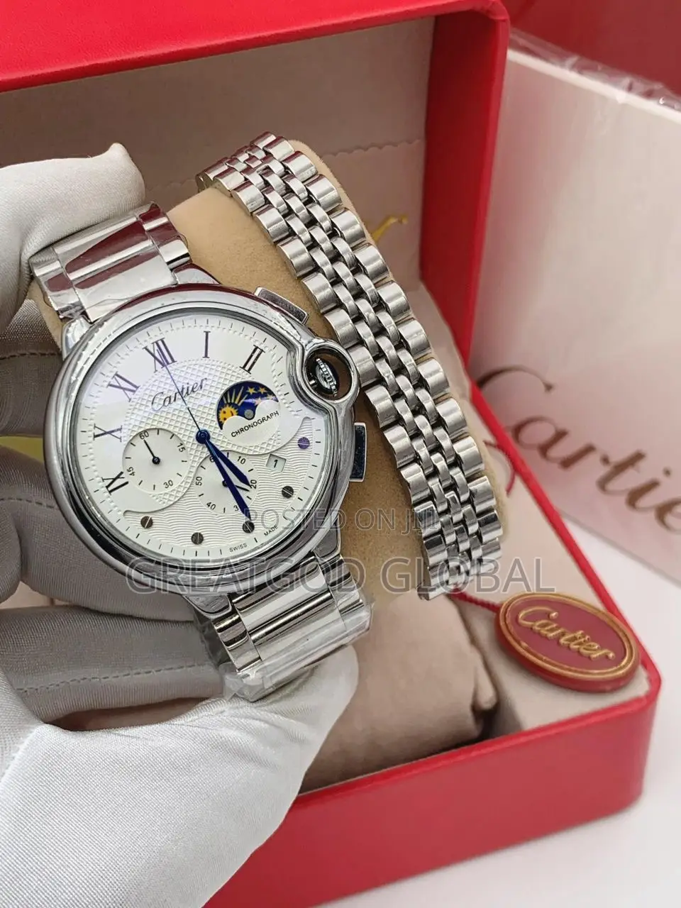Cartier Chain Watch for Men With Bangle Silver