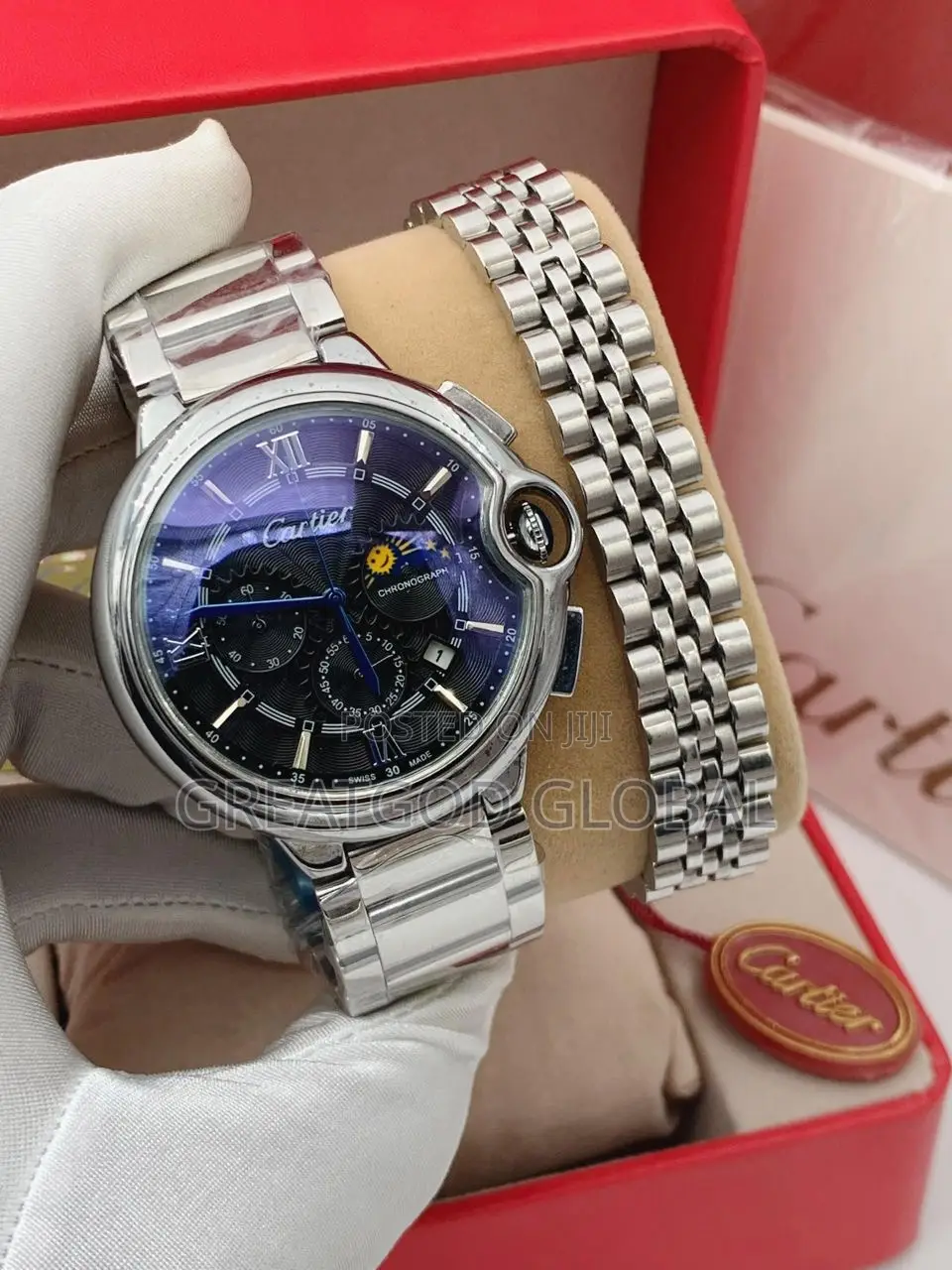 Cartier Chain Watch for Men With Bangle Silver
