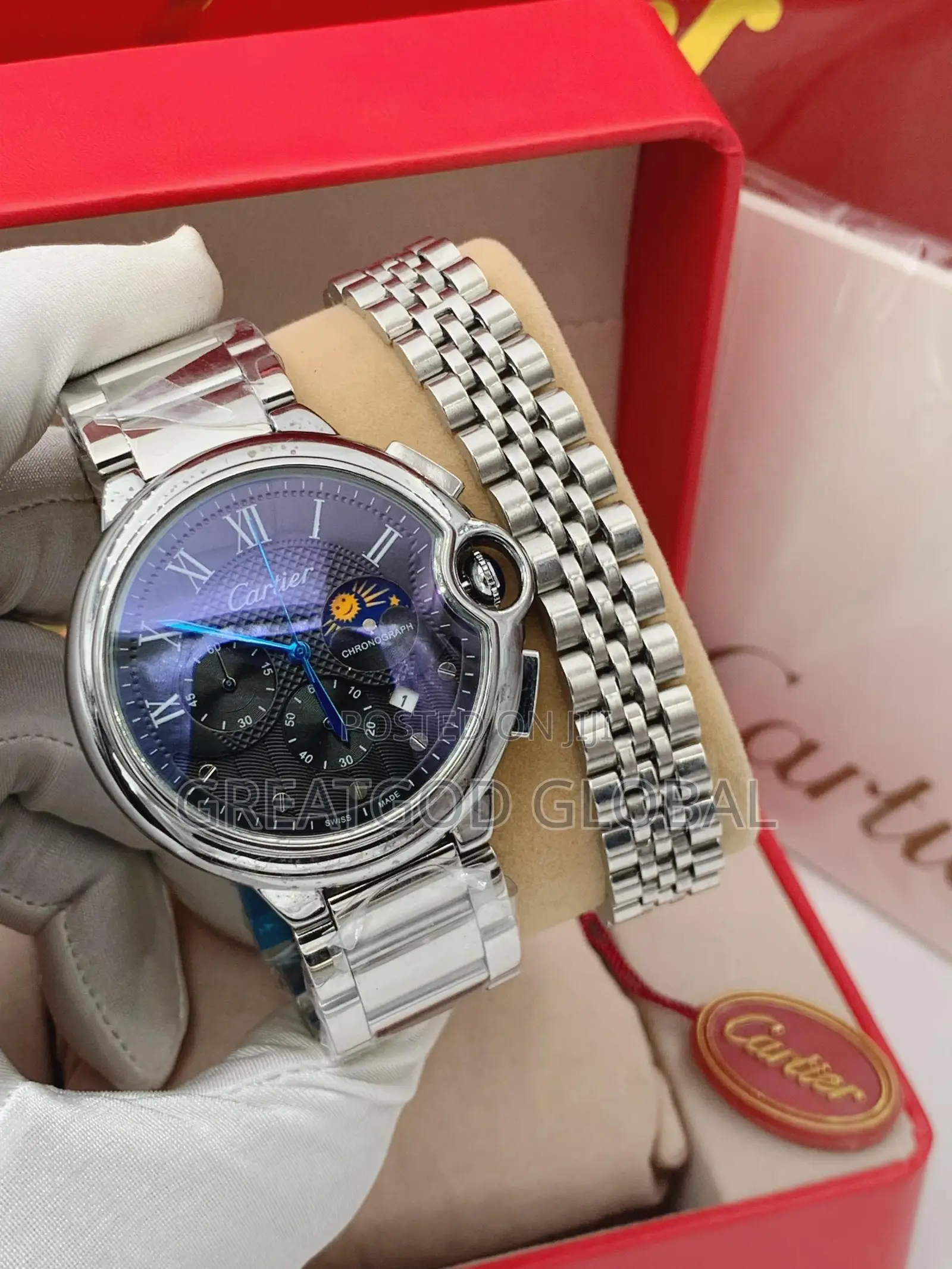 Cartier Chain Watch for Men With Bangle Silver
