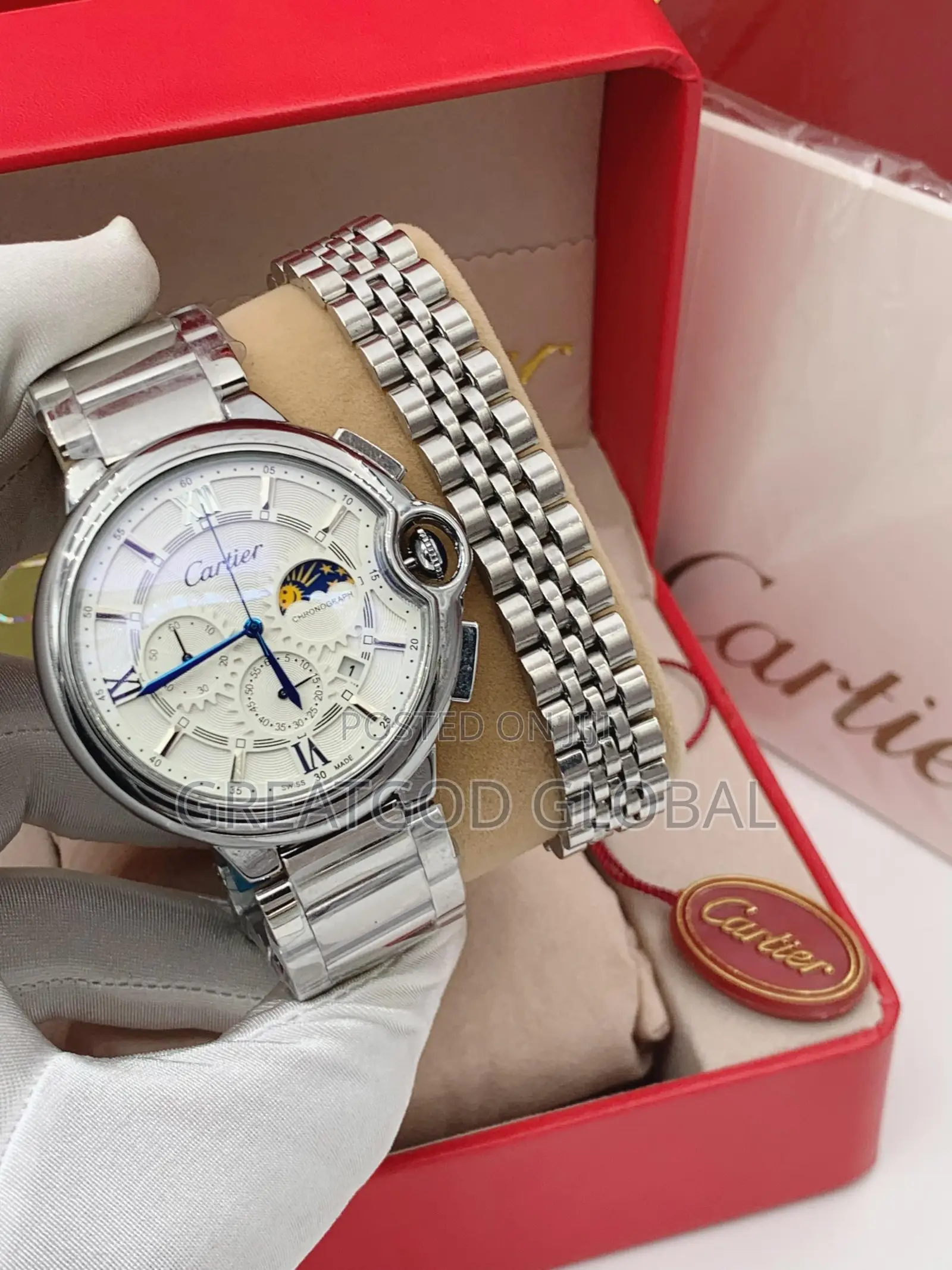 Cartier Chain Watch for Men With Bangle Silver