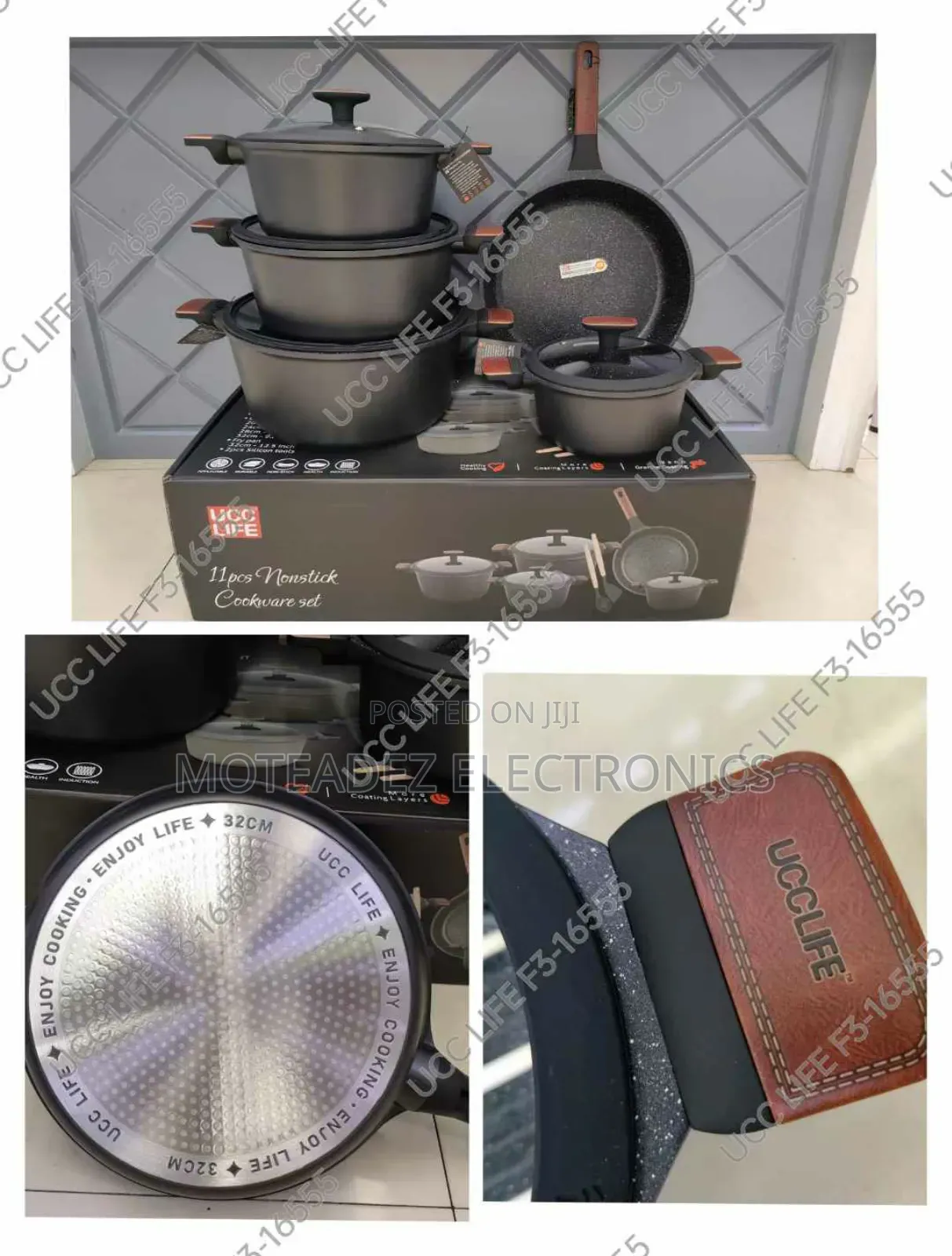 UCCLIFE 11pcs Non Stick Granite Cookware With Fry Pan/Spoons