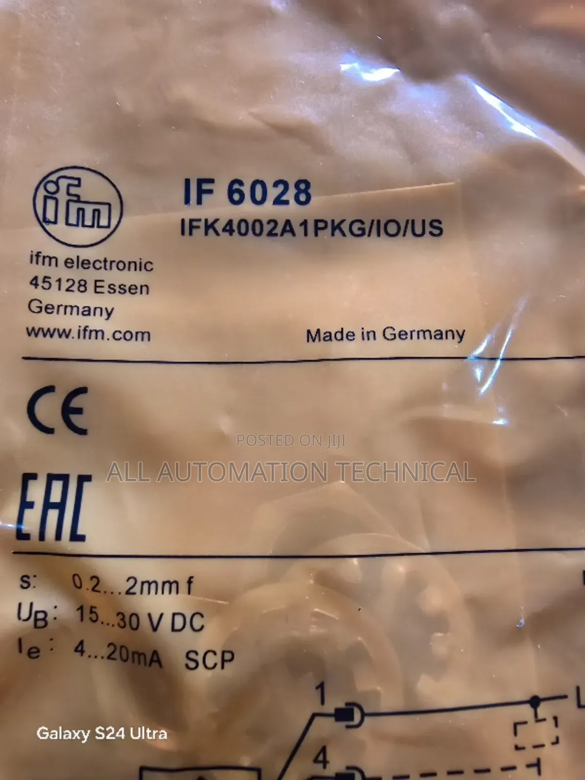 Ifm |If6028 | Inductive Analogue Sensor | Ifk4002a1pkg/10/Us