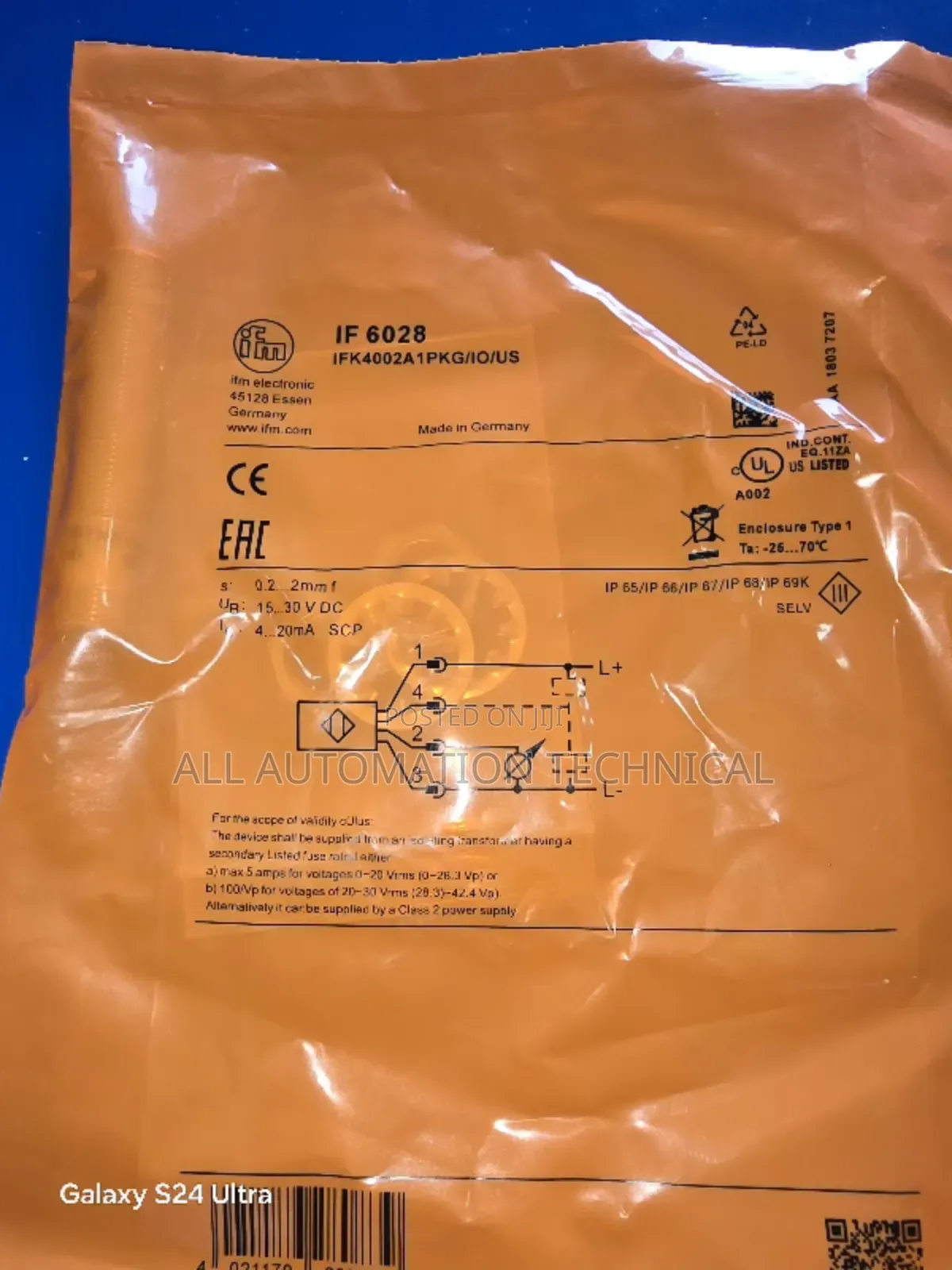 Ifm |If6028 | Inductive Analogue Sensor | Ifk4002a1pkg/10/Us