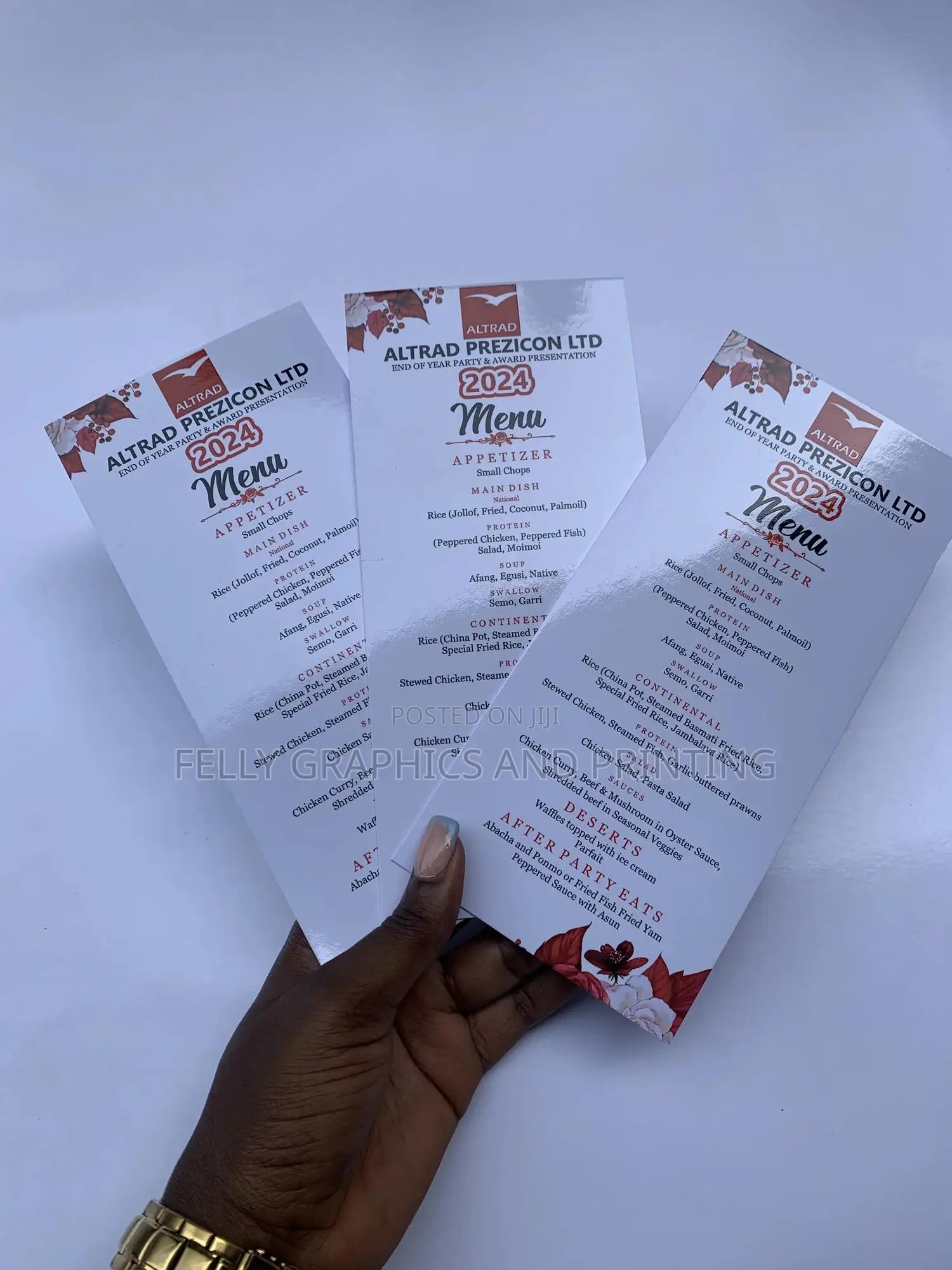 Menu Card for End of Year Party