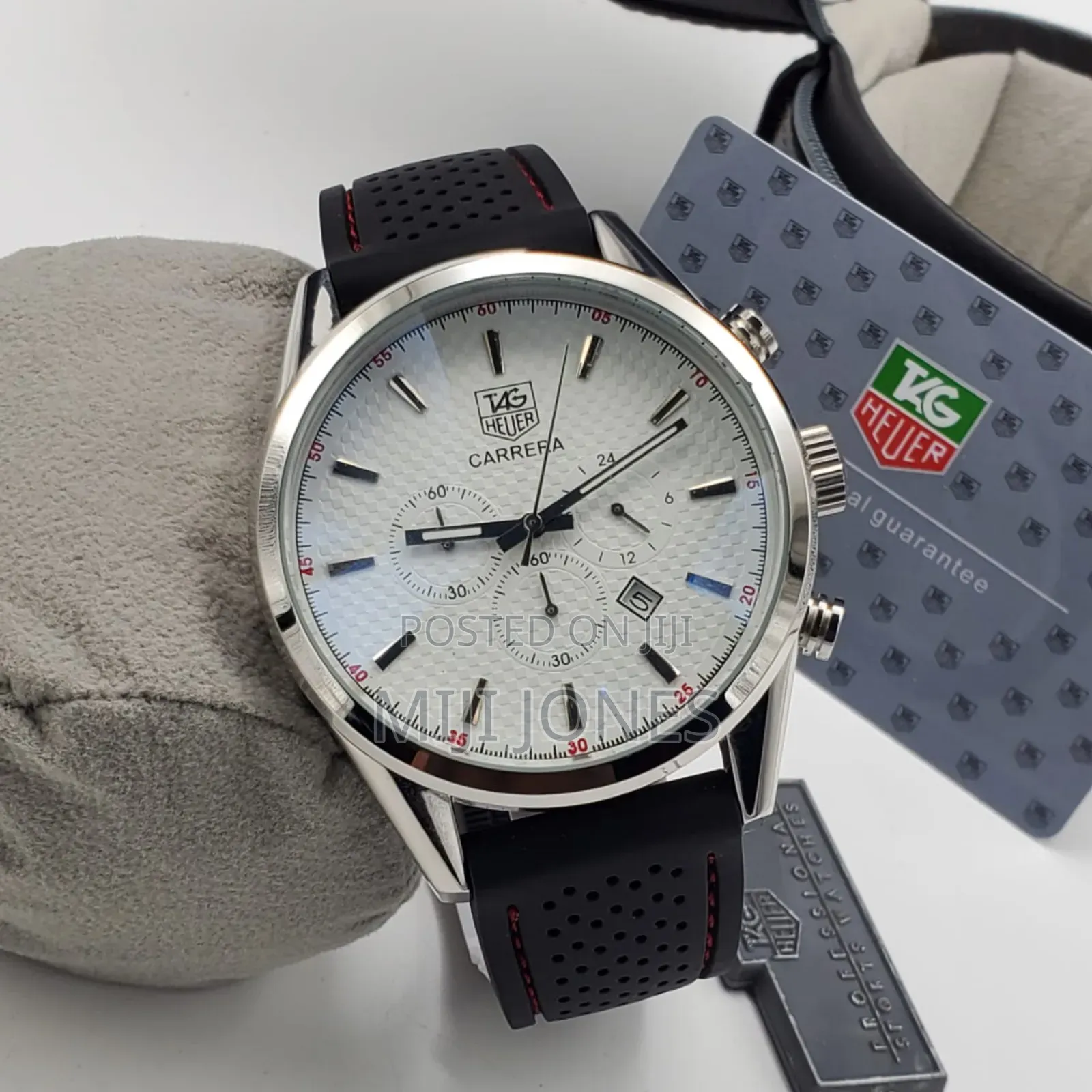 TAG Black Leather Chronograph Watch