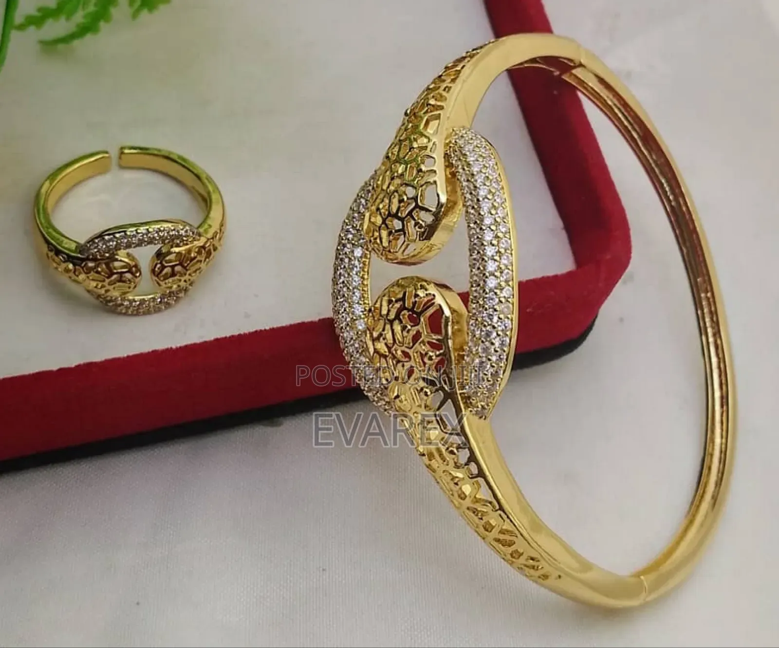 Non Tarnish Gold Bangle With Ring