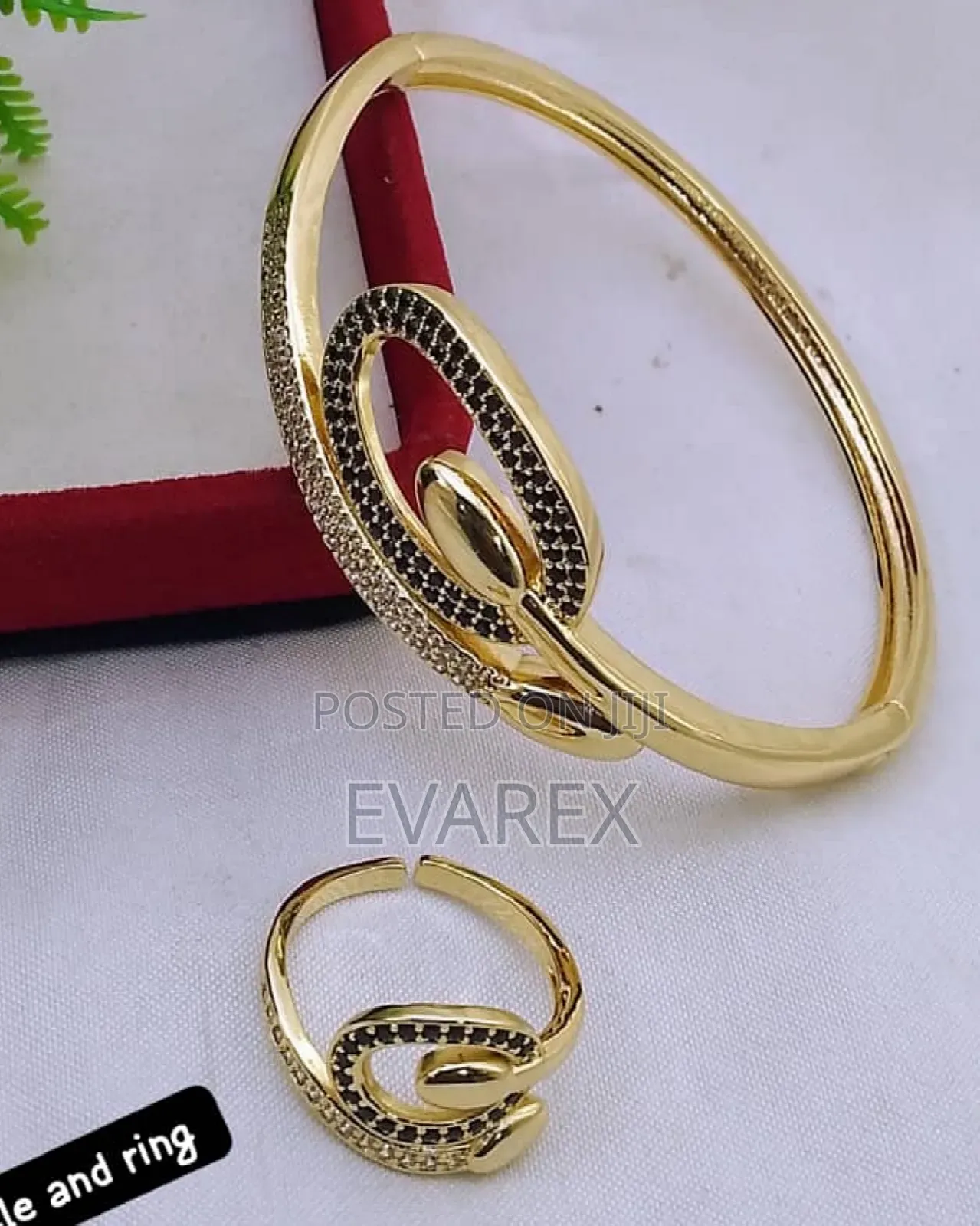 Non Tarnish Gold Bangle With Ring
