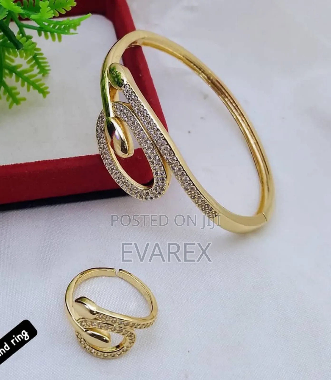 Non Tarnish Gold Bangle With Ring