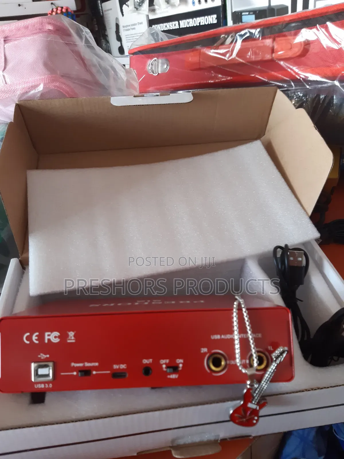 Preshors 2i2 2 in 2 Out Soundcard Red Colour