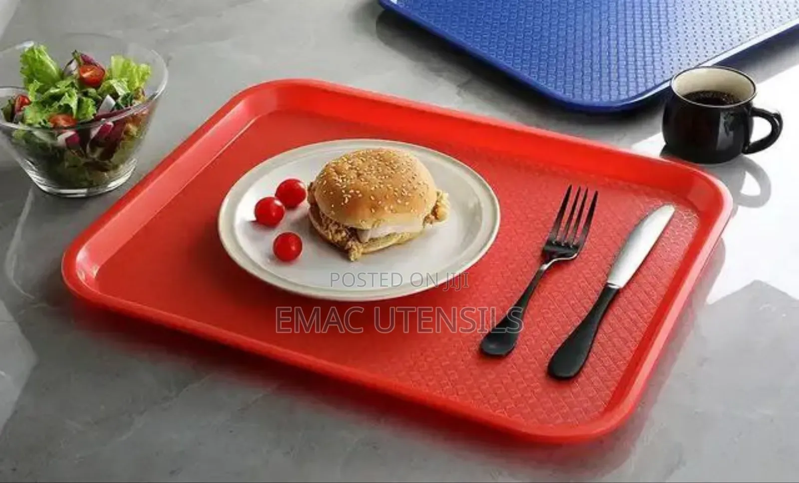 Black Fast Food Restaurants Serving Tray
