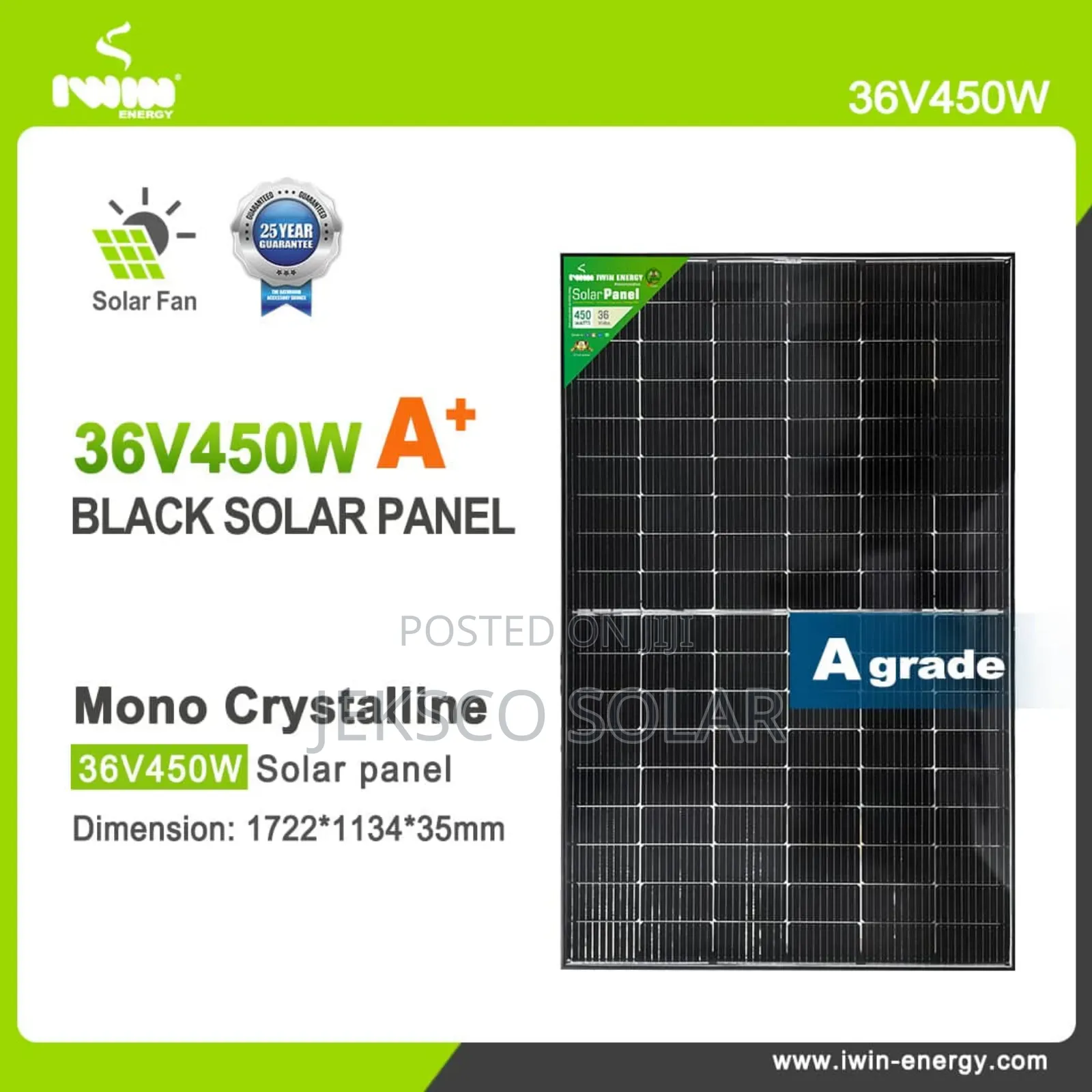 Iwin Solar Panels, 450w, Bi-Facial.