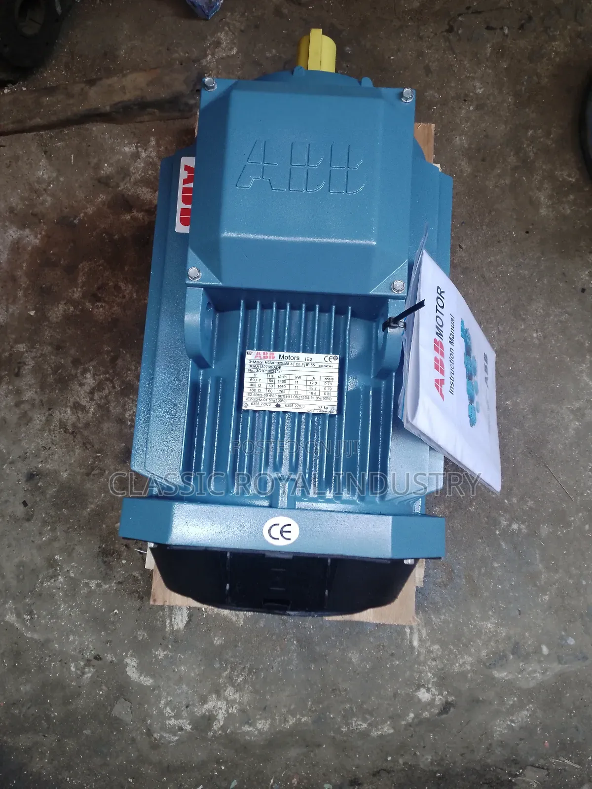 ABB Electric Motor 11 KW 15 HP 1460 RPM