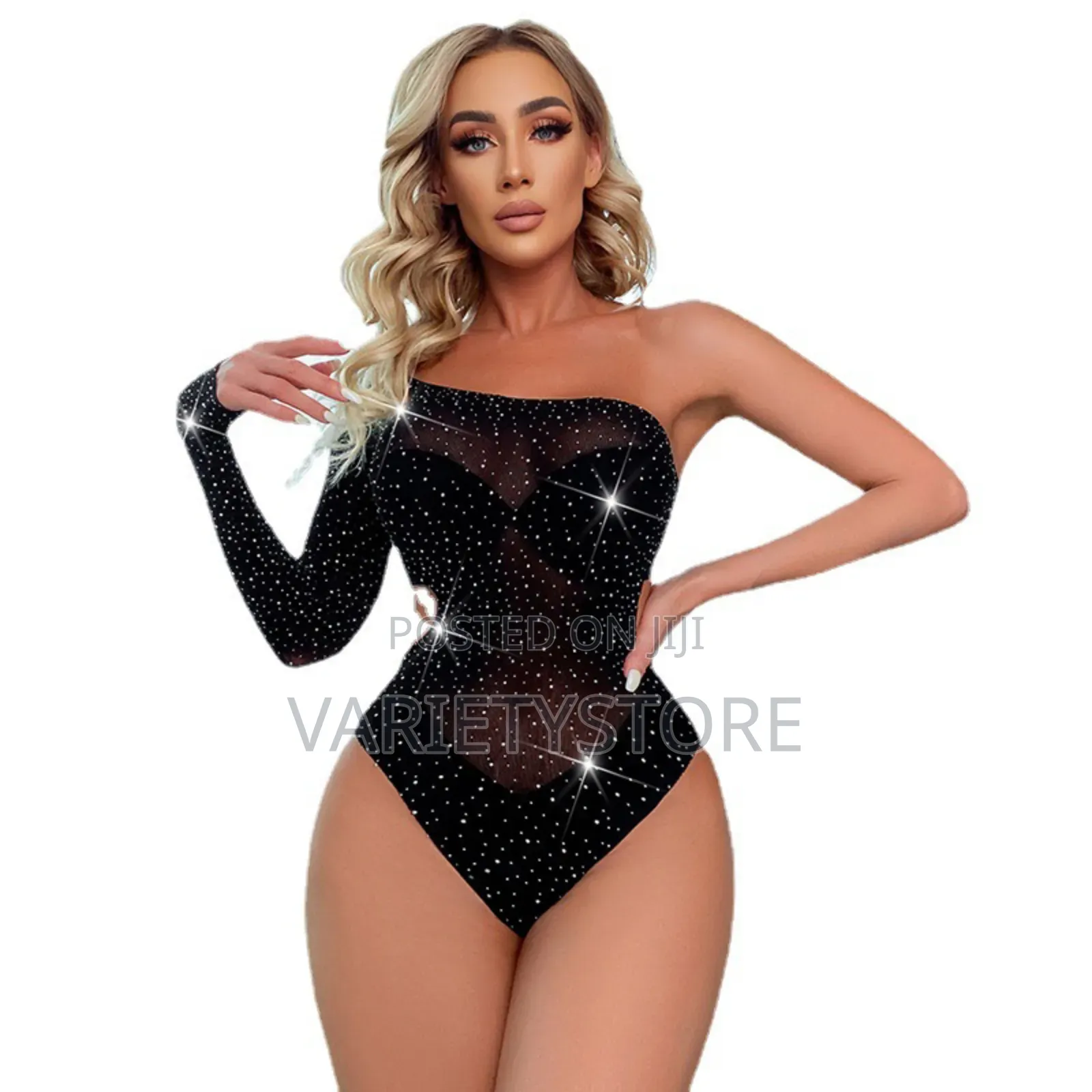 Sexy Rhinestone One Shoulder Dress Bodysuits