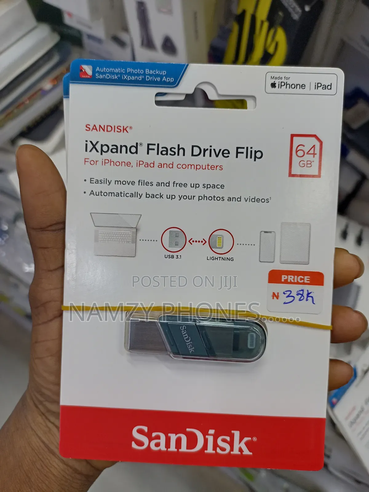 64GB Flash Drive Flip for iPhone, iPad and Computers
