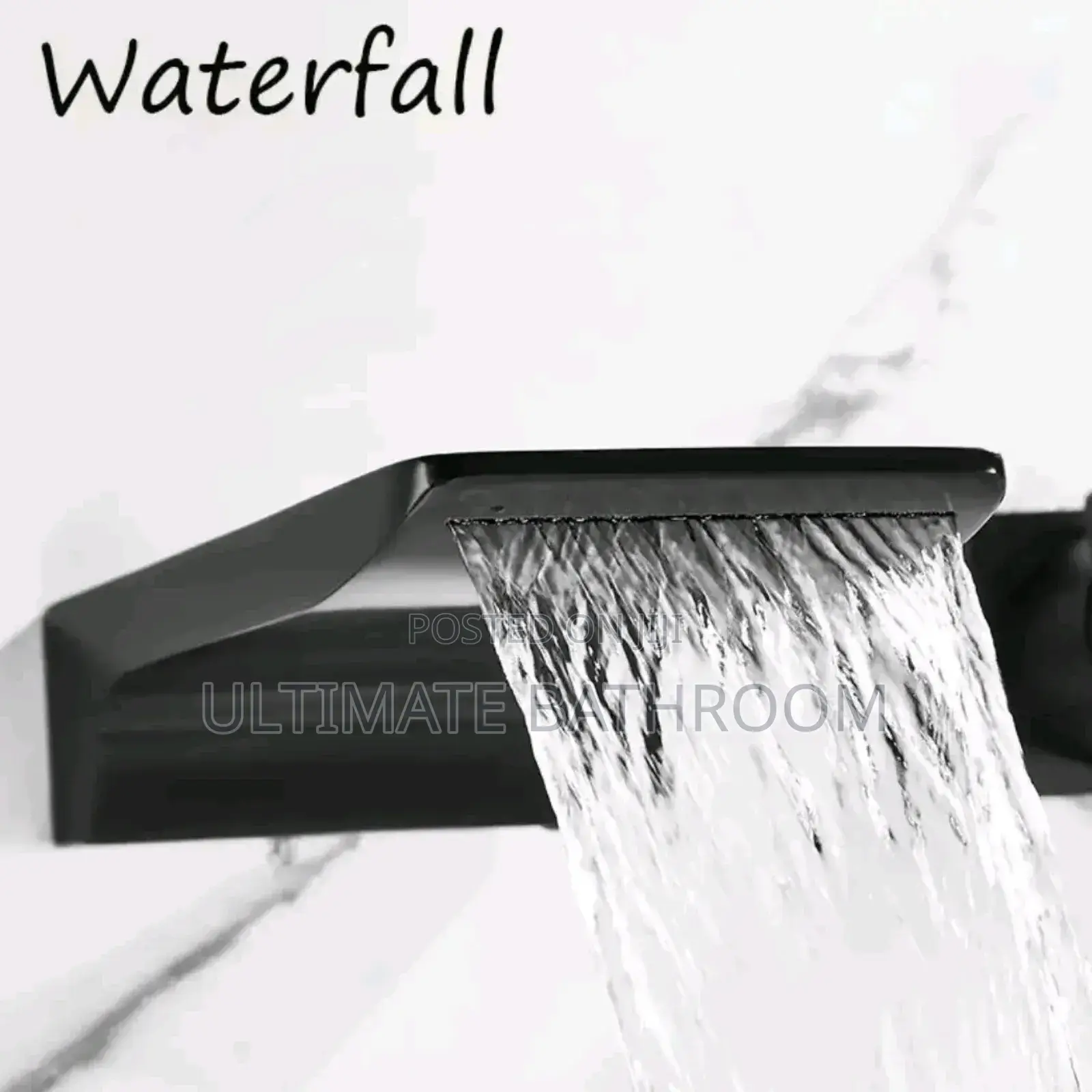 Black Wall Conduit Basin Mixer Tap With Waterfall