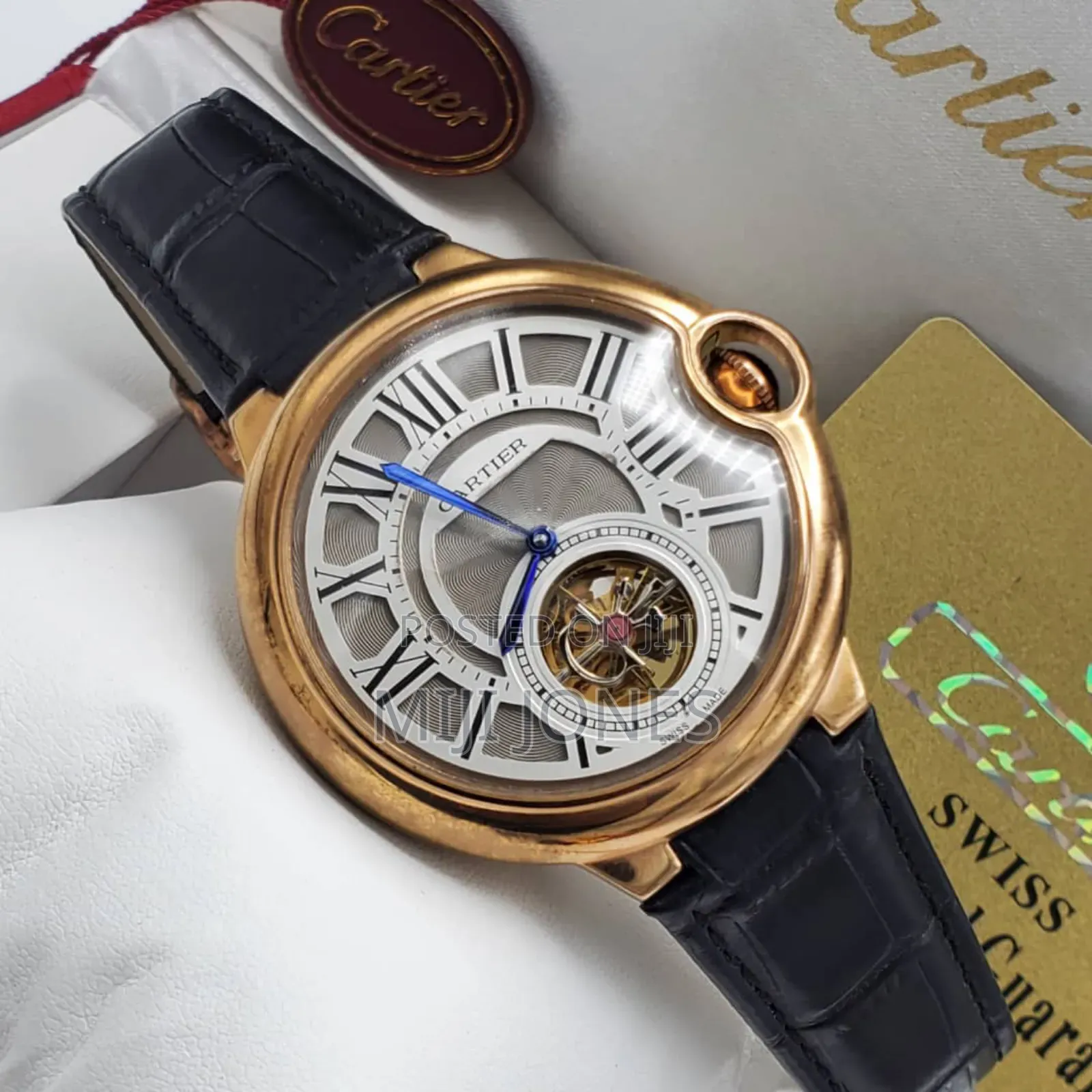 Cartier Ballon Bleu Black Leather Watch